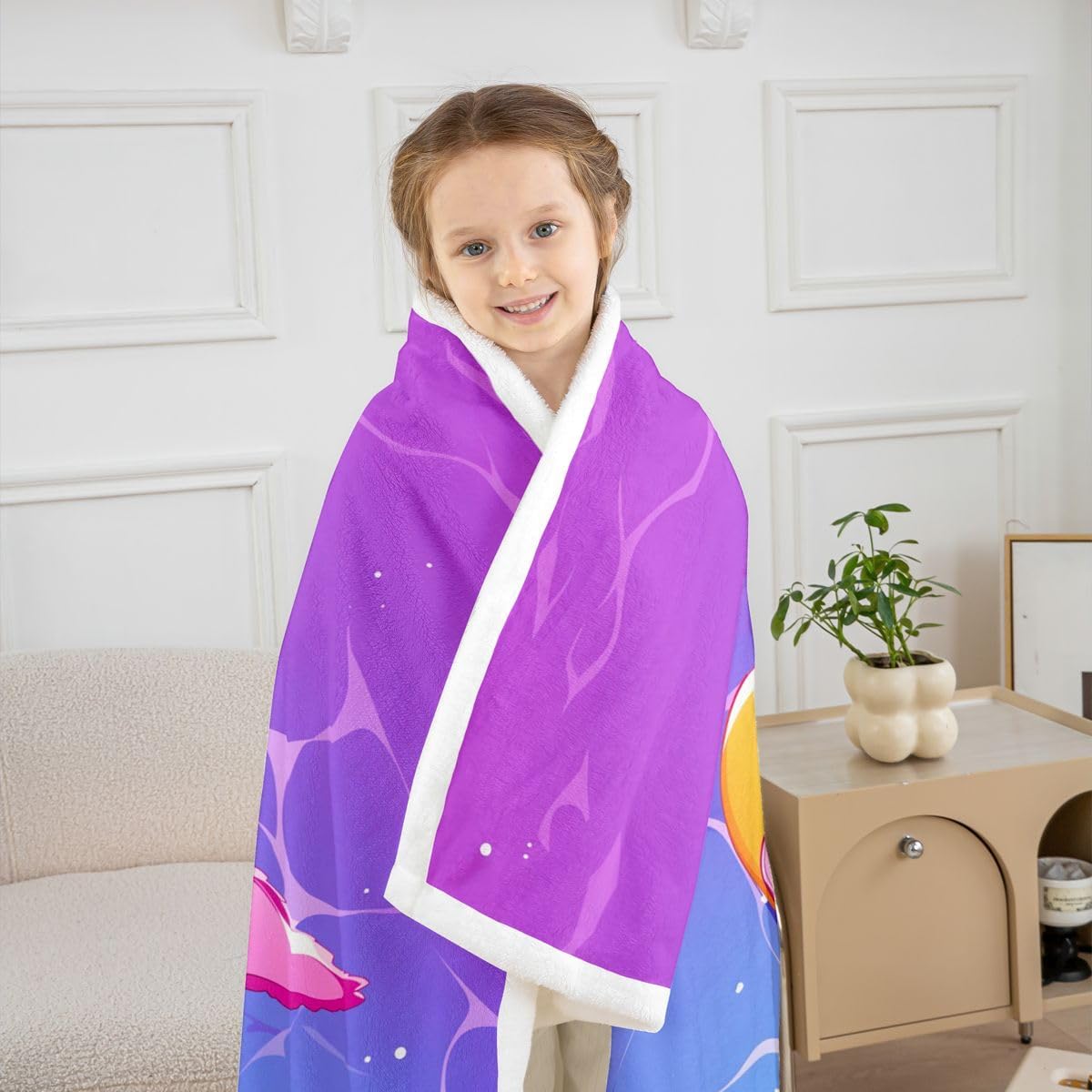 Feelyou Cute Axolotl Sherpa Throw Blanket for Couch Ocean Animal Axolotl Super Soft Cozy Fleece Salamander Blanket for Winter, Plush Throw Throw 50"x60" All Season