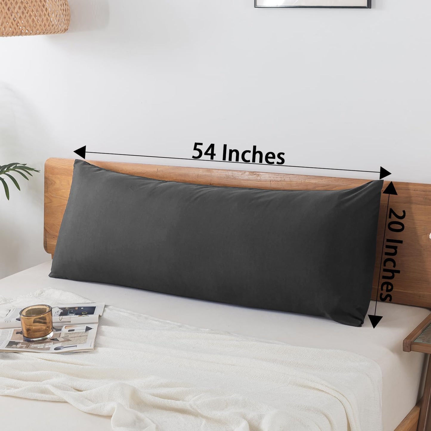 BedTreat Full Body Pillow with Removable Cover for Adults - Soft & Fluffy Body Pillow for Side Sleepers - Long & Breathable Body Pillow (20 X 54,Grey)