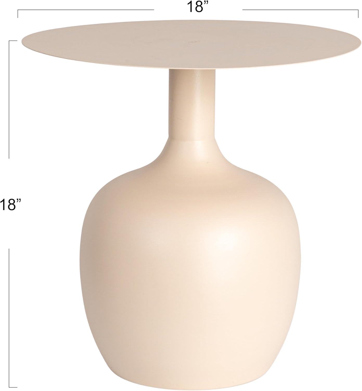 Creative Co-Op Chic Metal Round Side Table, Cream