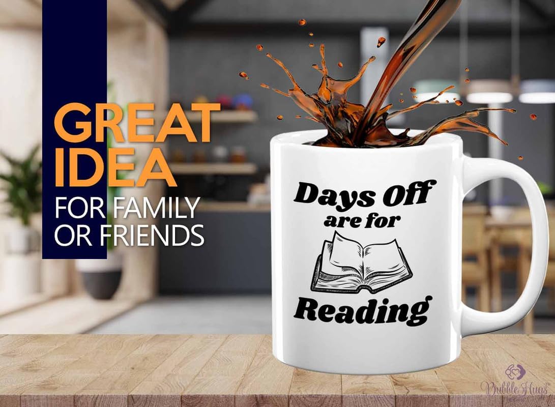 Reading Coffee Mug 11oz White - Days Of Are For Reading - Reader Gift Bookworm Owl Lover Cat Lover Book Lover Novelist Librarian Writer