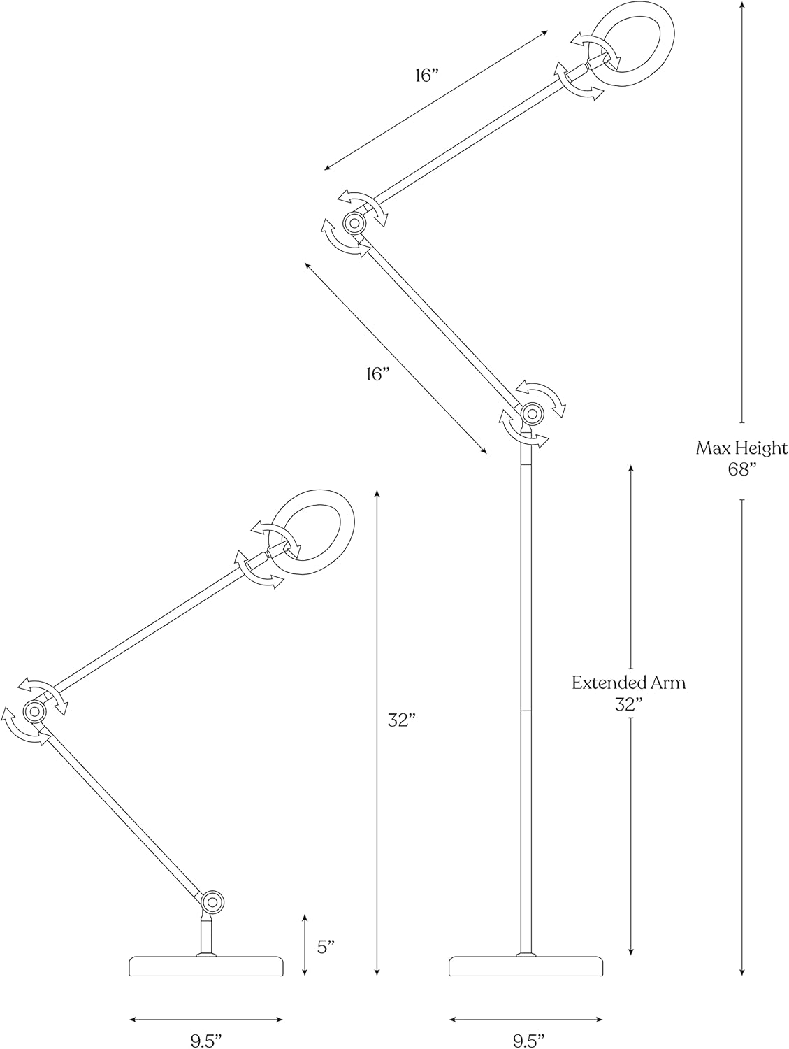 Brightech Sage 2-in-1 LED Craft Table and Floor Lamp – Adjustable Floor Reading Lamp Over Chair, for Living Room and Office – Dimmable Task Light with 3 Color Modes – 360 Degree Rotatable Head - Gold