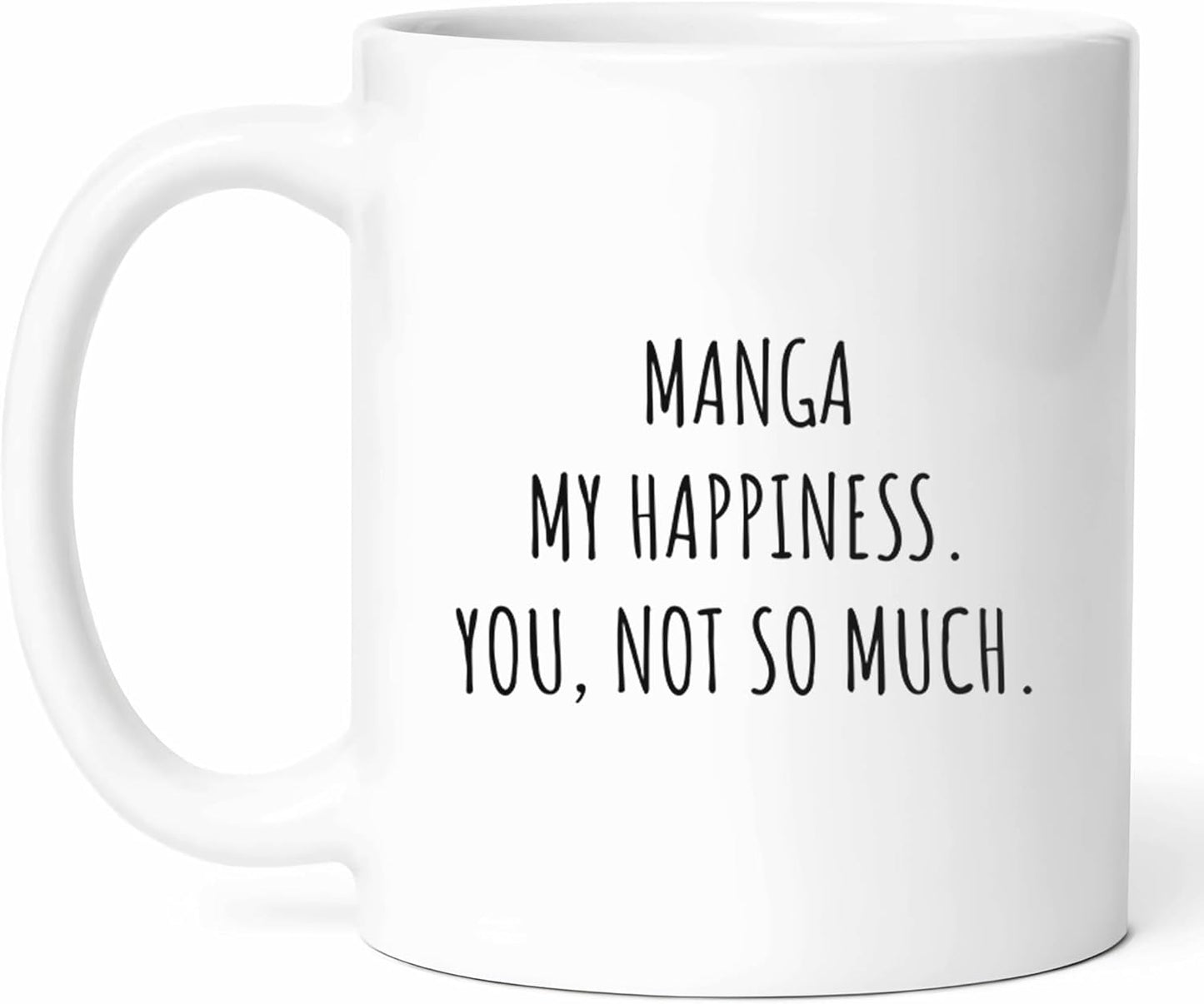 Manga Makes Me Happy Mug - Comic Book Lover Coffee Cup - Anime Fan Funny Gift From - Graphic Tea Mugs - Illustrated Story Cups - 11 Oz Ceramic Gifts For Readers, Birthday, Him, Her, Christmas, Con