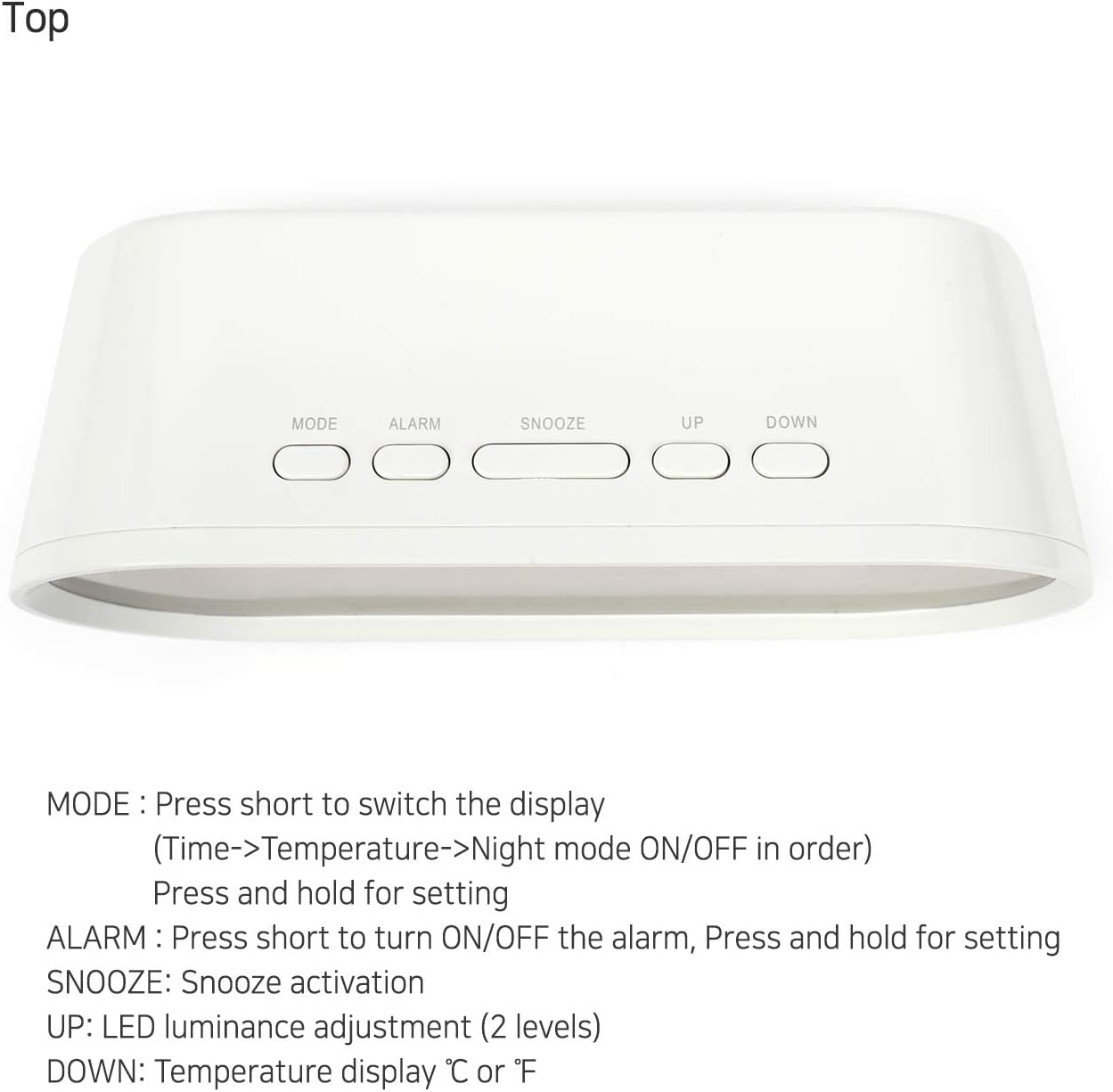 mooas Pop Mirror Digital Alarm Clock, LED Desk Clock with Nightlight, Snooze, Indoor Temperature, Battery Operated Small Size Clock for Kids Girls Bedroom Livingroom Office (White)