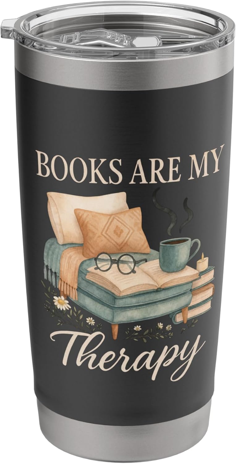 Books Are My Therapy Cozy Reading Nook Aesthetic Stainless Steel Insulated Tumbler