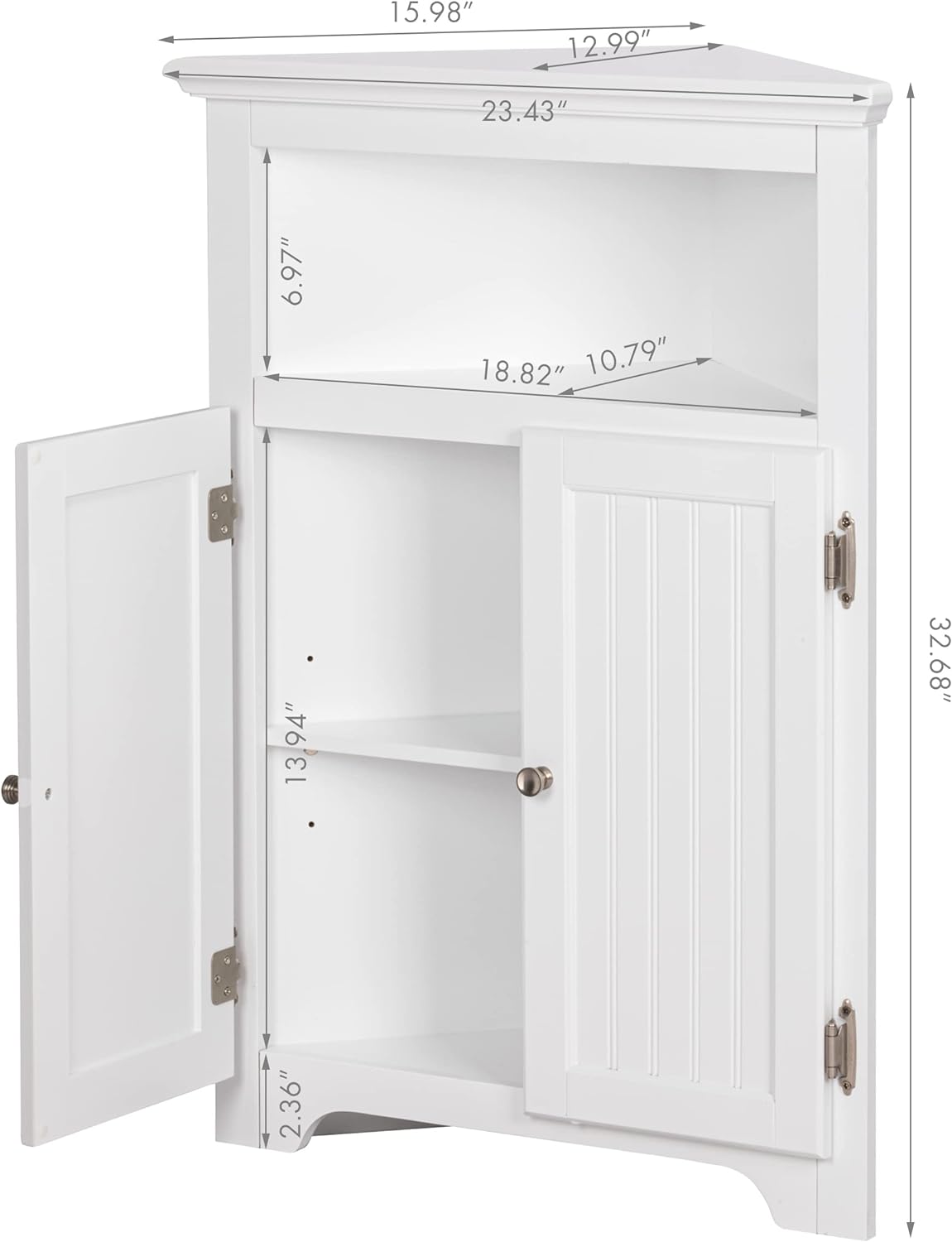 UTEX Bathroom Corner Storage Cabinet, Small Floor Corner Cabinet with Doors and Adjustable Shelves, Freestanding Narrow Storage Organizer for Bathroom, Kitchen, Living Room, White | Floor Corner Cabinet, Doors, Adjustable Shelves, Freestanding, Narrow Cab