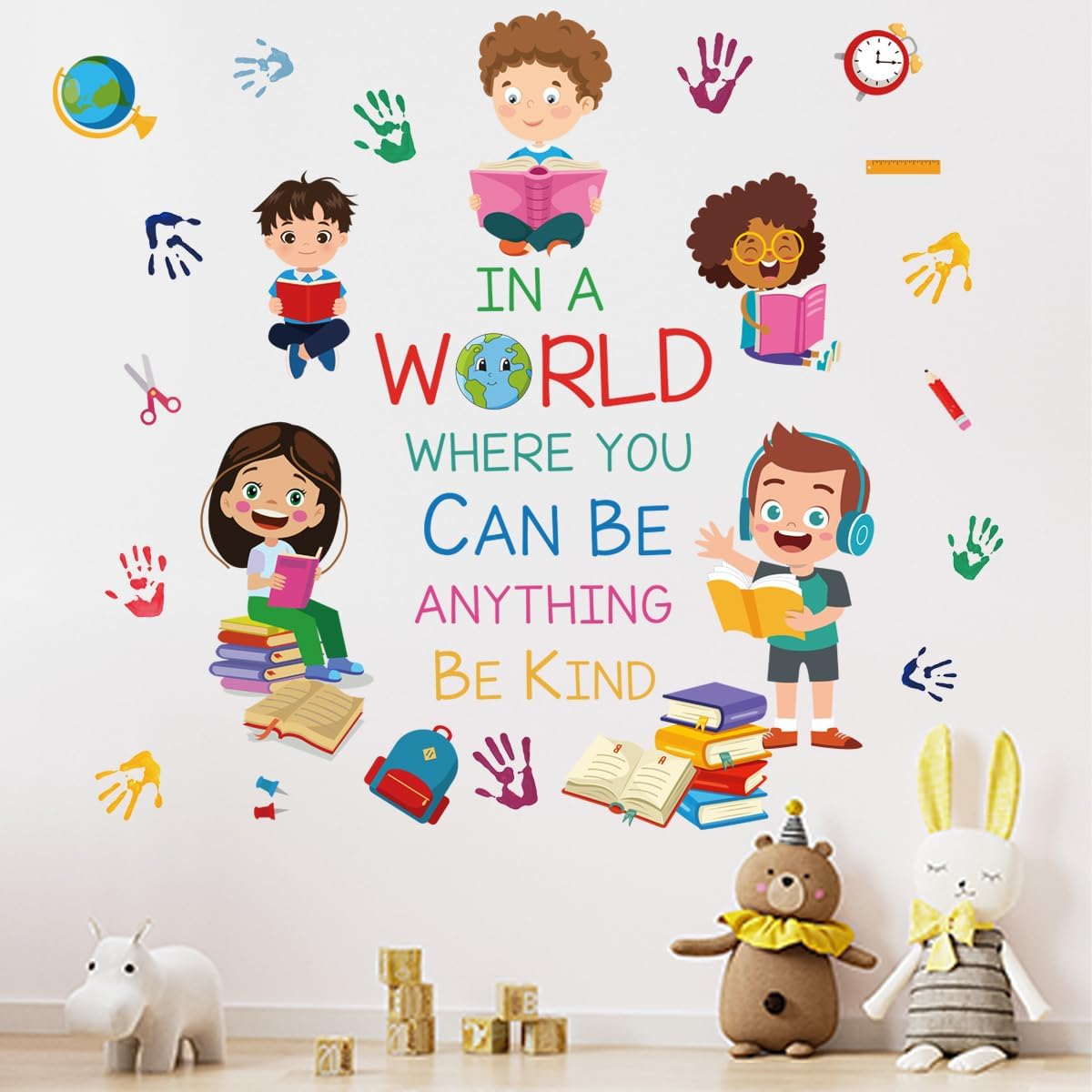 Be Kind Quotes Wall Decals Peel and Stick Vinyl Quotes Stickers Colorful Lettering Inspirational Wall Decal Wall Art for Kids Room Nursery Bedroom Wall Decor Family Wall Stickers Decor