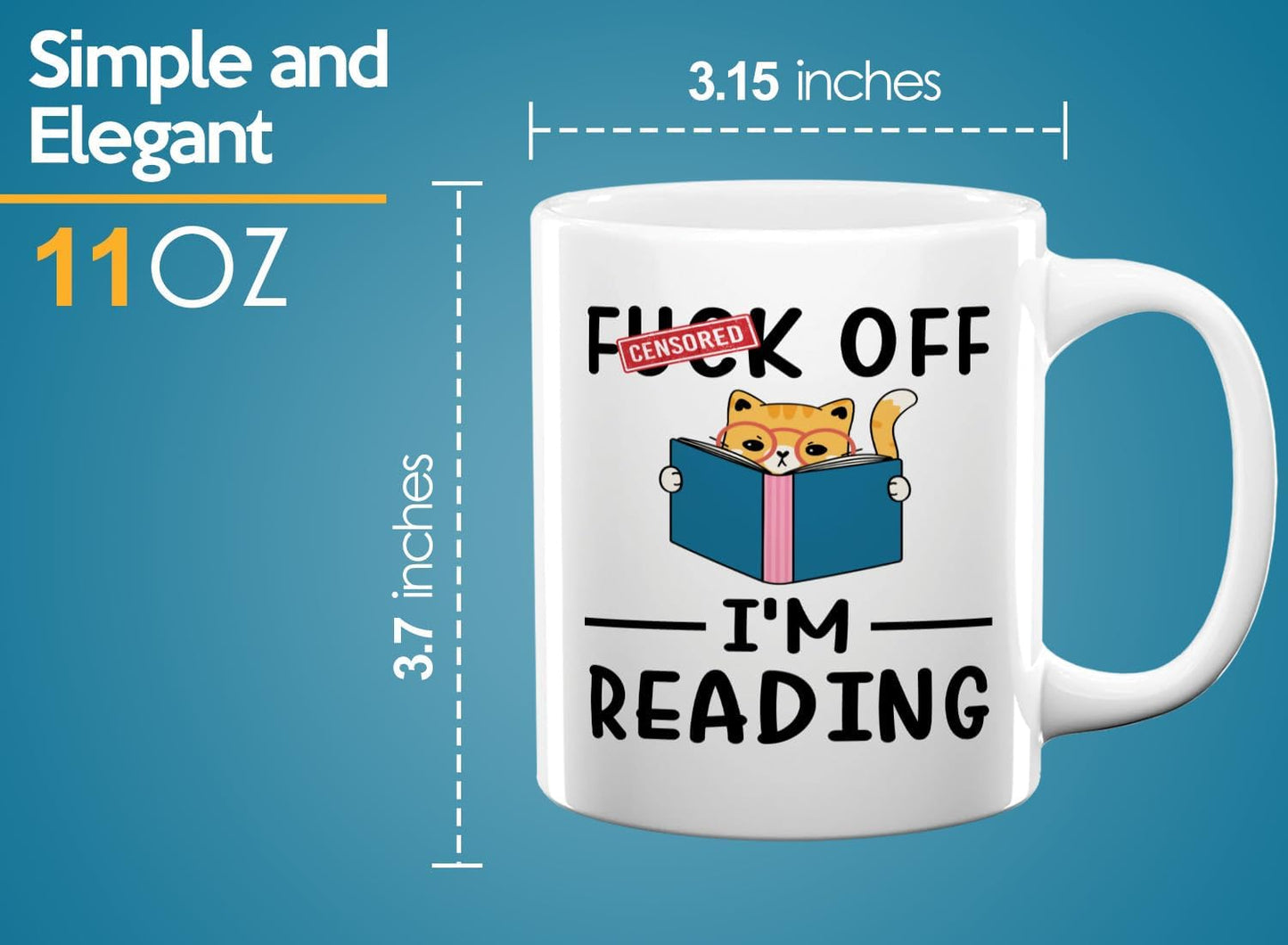 Sarcasm Coffee Mug 11oz White -I'm reading - Book Lover Gift Student Bookman Nerd Bookworm Fiction Novel