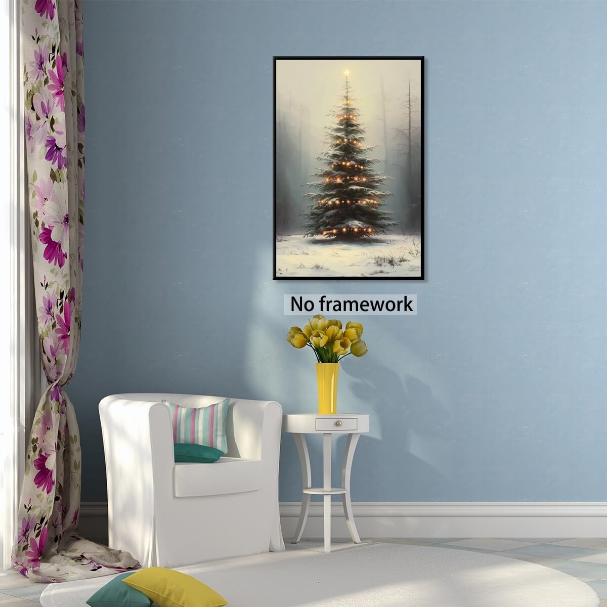 Vintage Christmas Wall Art Christmas Pine Tree Posters Canvas Prints Poster Farm House Decor Winter Xmas Rustic Holiday Home Dorm Living Room Aesthetics Decoration 12x18inch Unframed