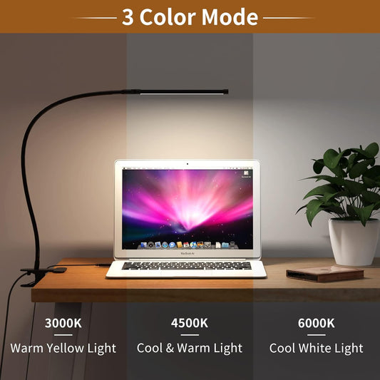 iZELL Book Light, LED Reading Light Clip On [3 Color Modes & 10 Brightness Levels] Flexible Gooseneck Book Lamp for Kids Reading in Bed at Night, Clip to Bedside Table, Headboard or Dorm