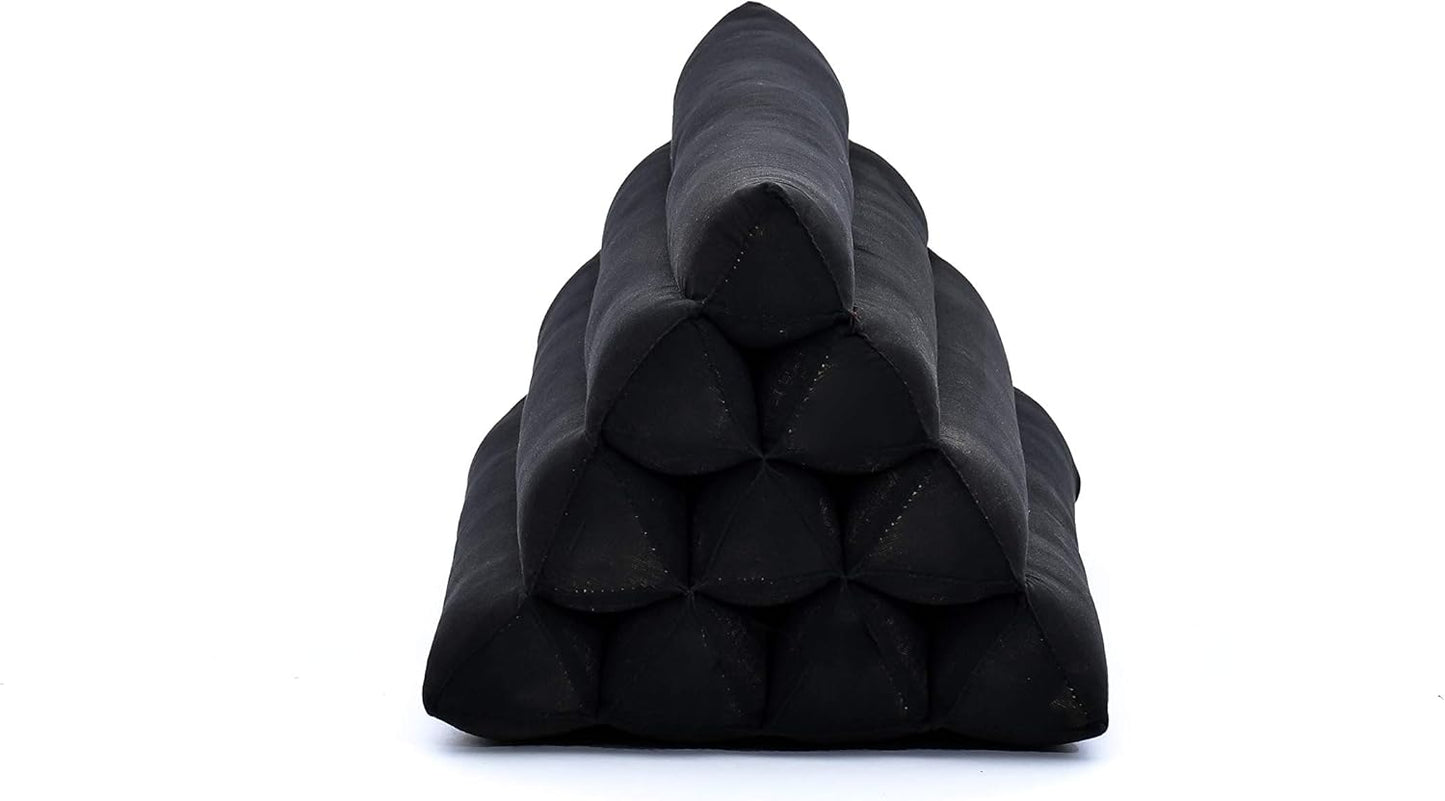 Leewadee Triangle Cushion – Comfortable Backrest for TV or Reading, Incline Pillow for Relaxing Made of Kapok, 20 x 13 x 13 inches, Black
