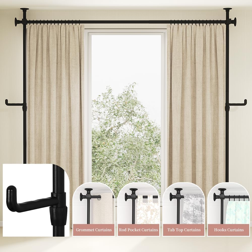 Kokorona Room Divider Curtain Rod, No Drilling Tension Curtain Rod 4-10ft (H) 4-10ft (W), Partition Room Dividers for Room Separation, Adjustable Floor to Ceiling Room Divider Temporary Wall Divider