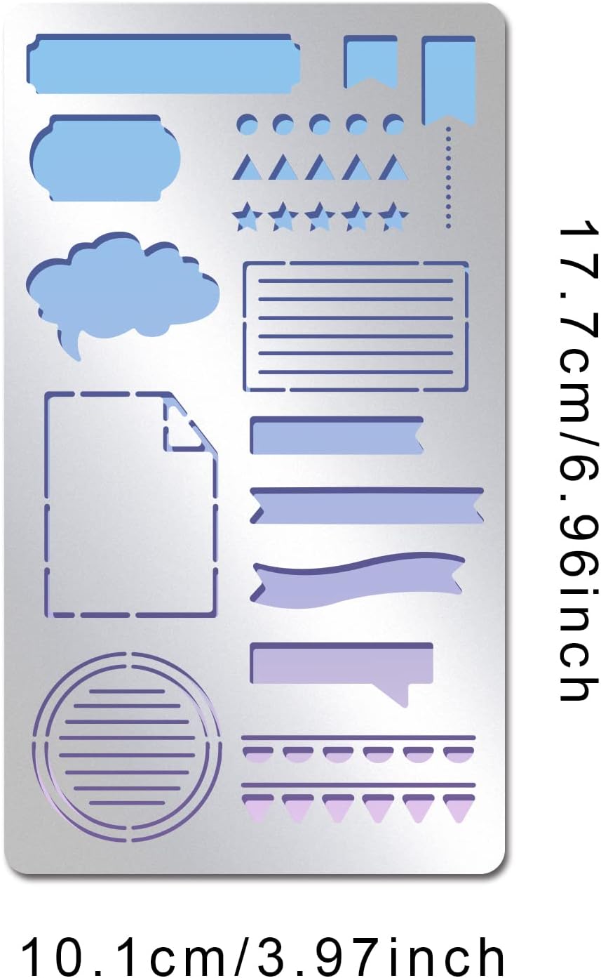 INFUNLY Metal Journal Stencils Bookmark Metal Templates Planner Stencils Reusable Metal Templates for Journaling Diary Wood Carving Drawings Woodburning Engraving Scrapbooking