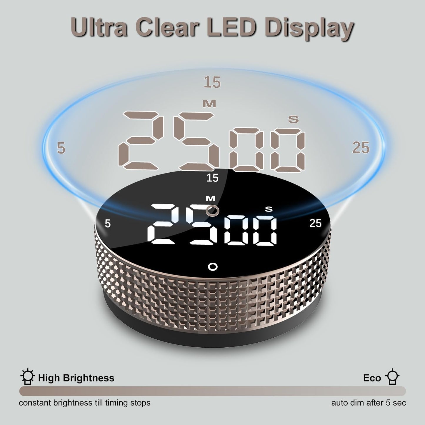 Digital Kitchen Timer with LED Display, 99 Minutes Rotating Pomodoro Timer for Classroom, Fitness, Office, Magnetic Countdown & Countup Time Management Tool.