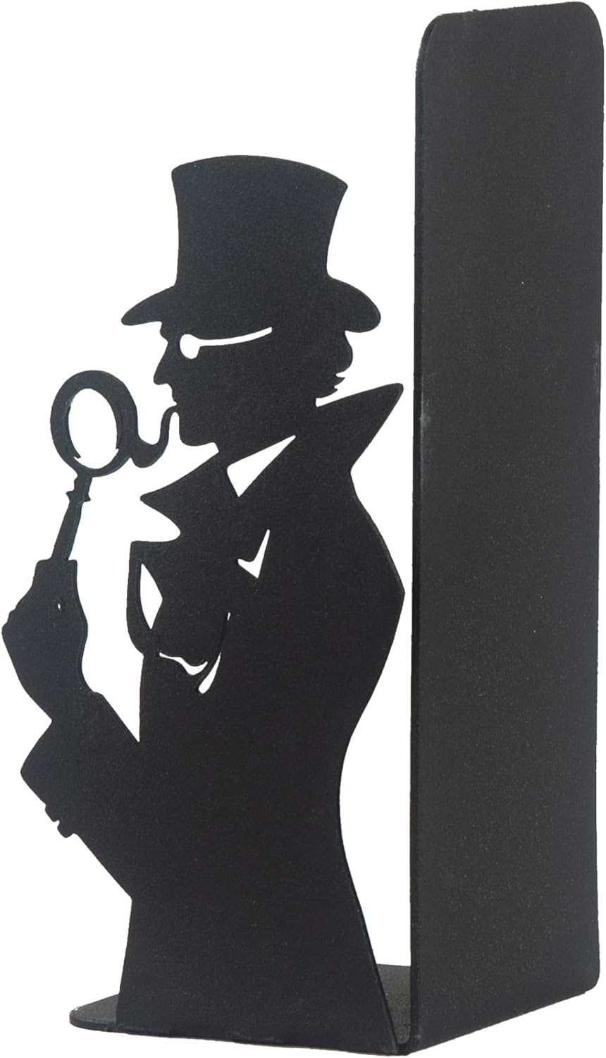 Sherlock Holmes and Arsene Lupin Decorative Metal Bookends, Detective Figure Bookends, Gift for Book Lovers,Best Gifts Kids, Super Heroes Book Stands, Cartoon Book Supports, Book Accessories