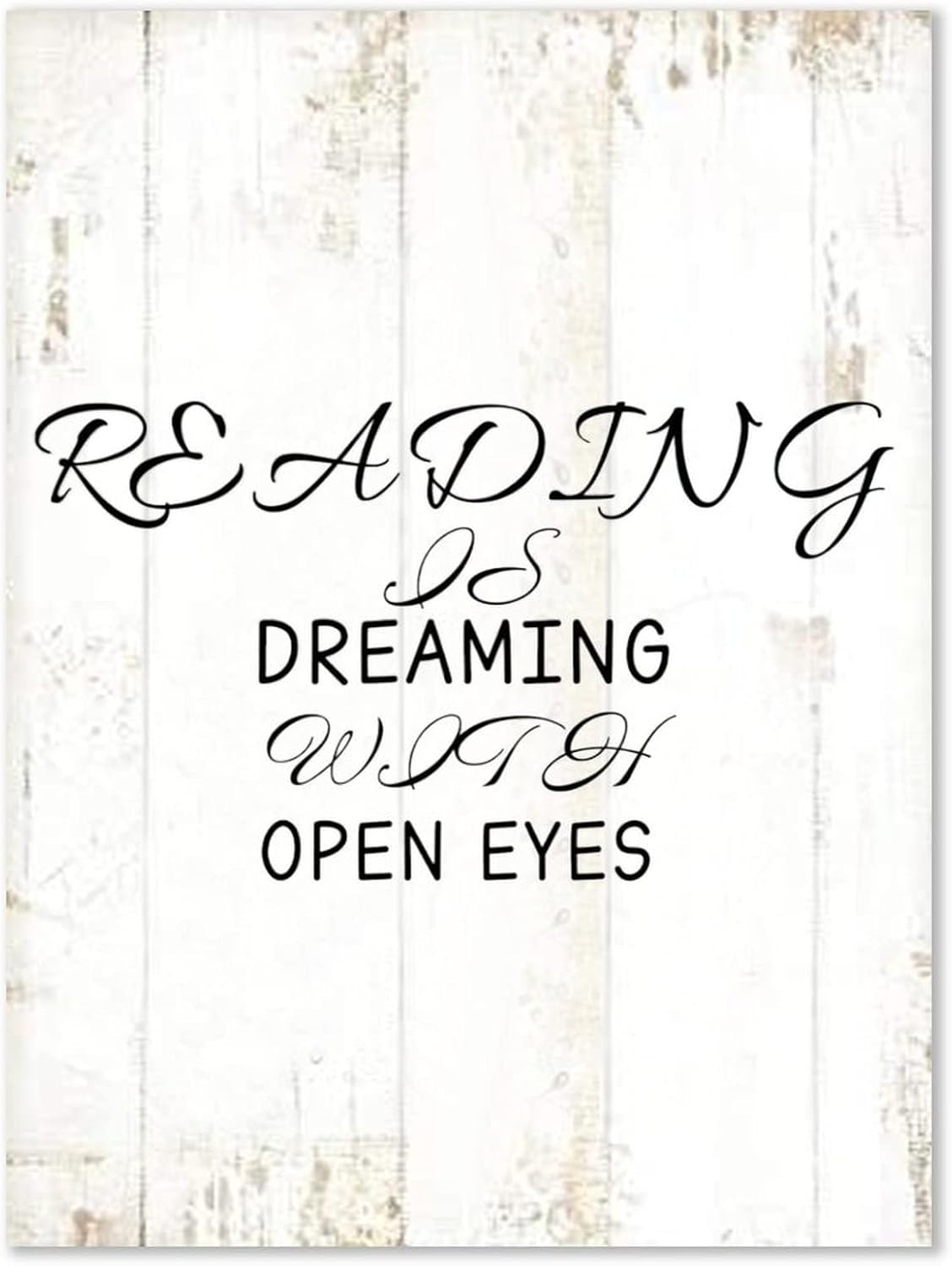 Alioyoit Vintage Style Wood Sign Inspirational Words Reading is Dreaming with Open Eyes Wooden Plaque for Porch Garden Yard Living Room Farmhouse Kitchen Coffee Bar Bathroom Decor 12x16inch