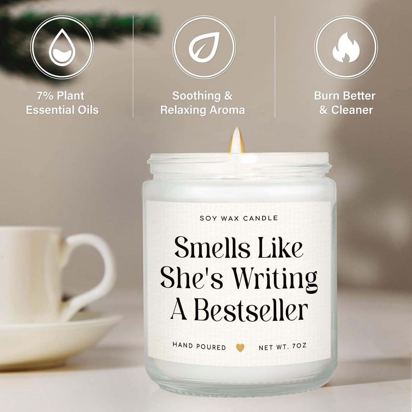 SteadStyle Writer Gifts for Women - Creative Future Author Gifts for Writers, Cool Presents for Book Novelist Screenwriter Writing Enthusiasts Author Inspiration Lavender Scented Soy Wax Candles 7oz
