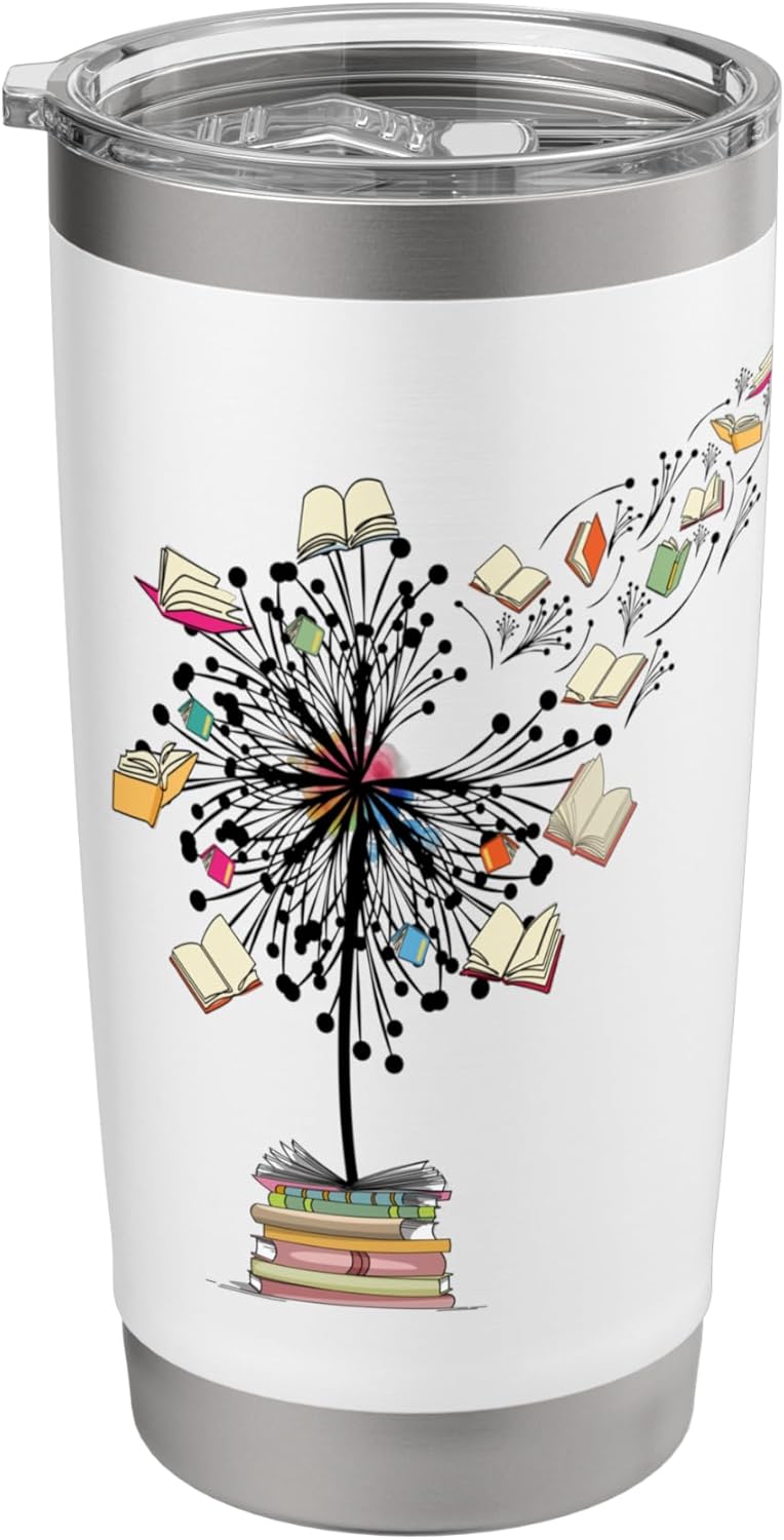 Womens Dandelion Funny Floral Book Reading Lovers Graphics Stainless Steel Insulated Tumbler