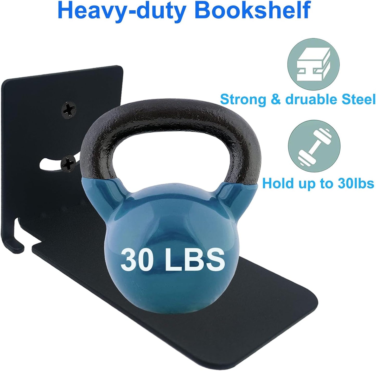 Invisible Floating Bookshelves Wall Mounted, Heavy-Duty Book Organizers, Iron Wall Mount Storage Shelves for Bedroom, Living Room, Classroom, Office, Library (Black,2 Pack)
