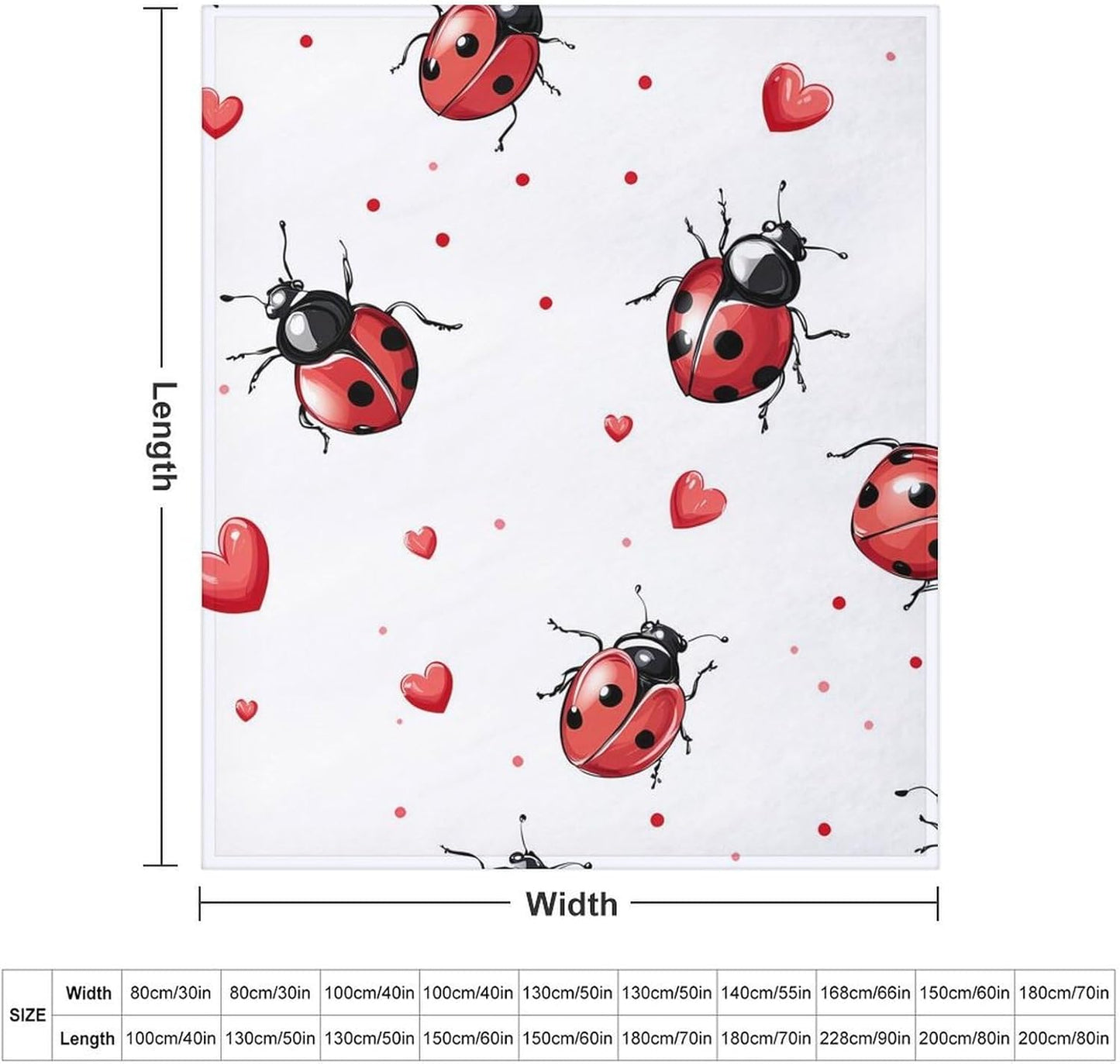 Funny Ladybug Bug Throw Blanket for Couch Bed Plush Cozy Fuzzy Flannel Blanket for All Season 70"x80"