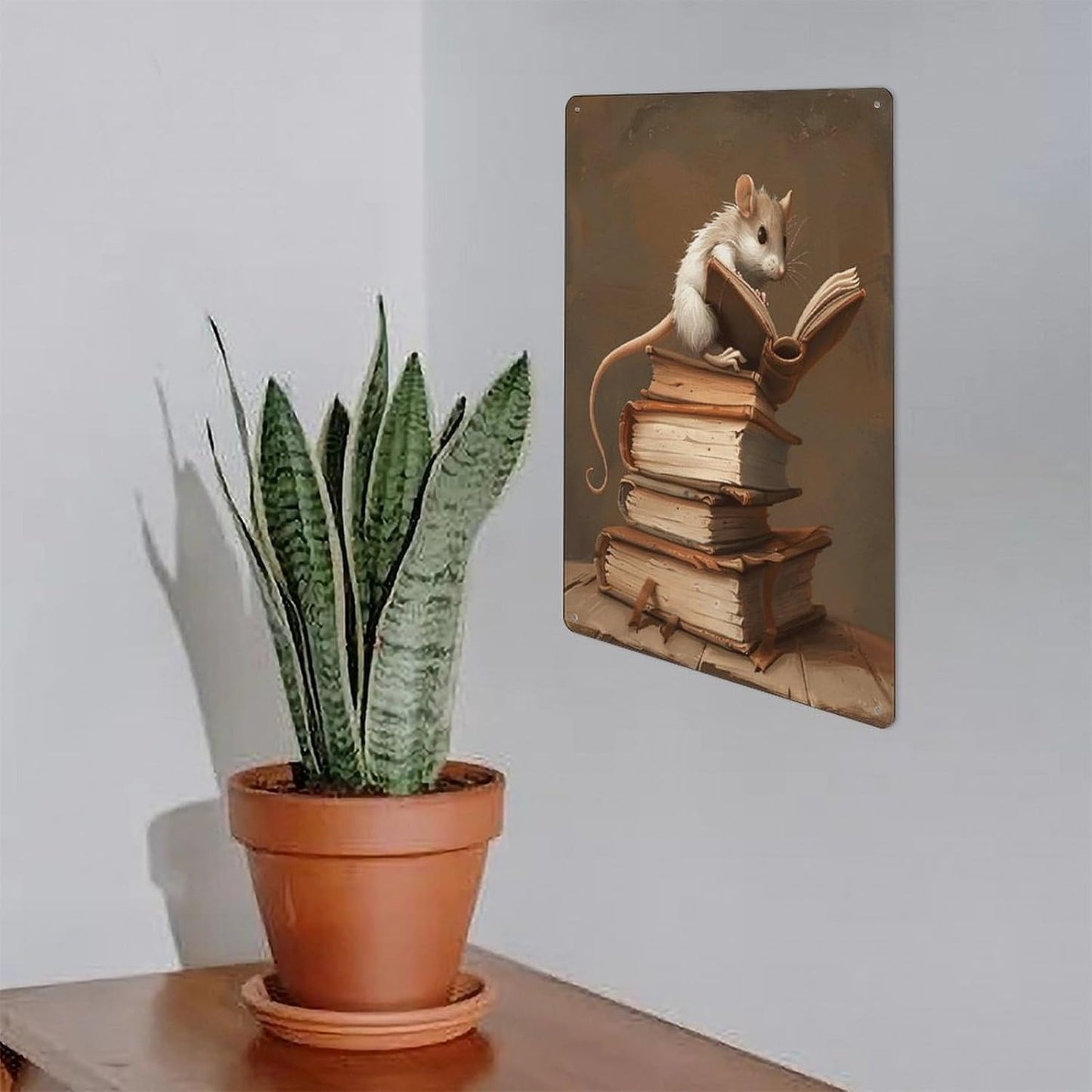 QMNVBDS Reading A Book Metal Signs Hanging Poster Vintage Hanging Photo Art Home Decor Hanging Picture Display Wall Decorations Art Hanging Poster for Coffee Wall