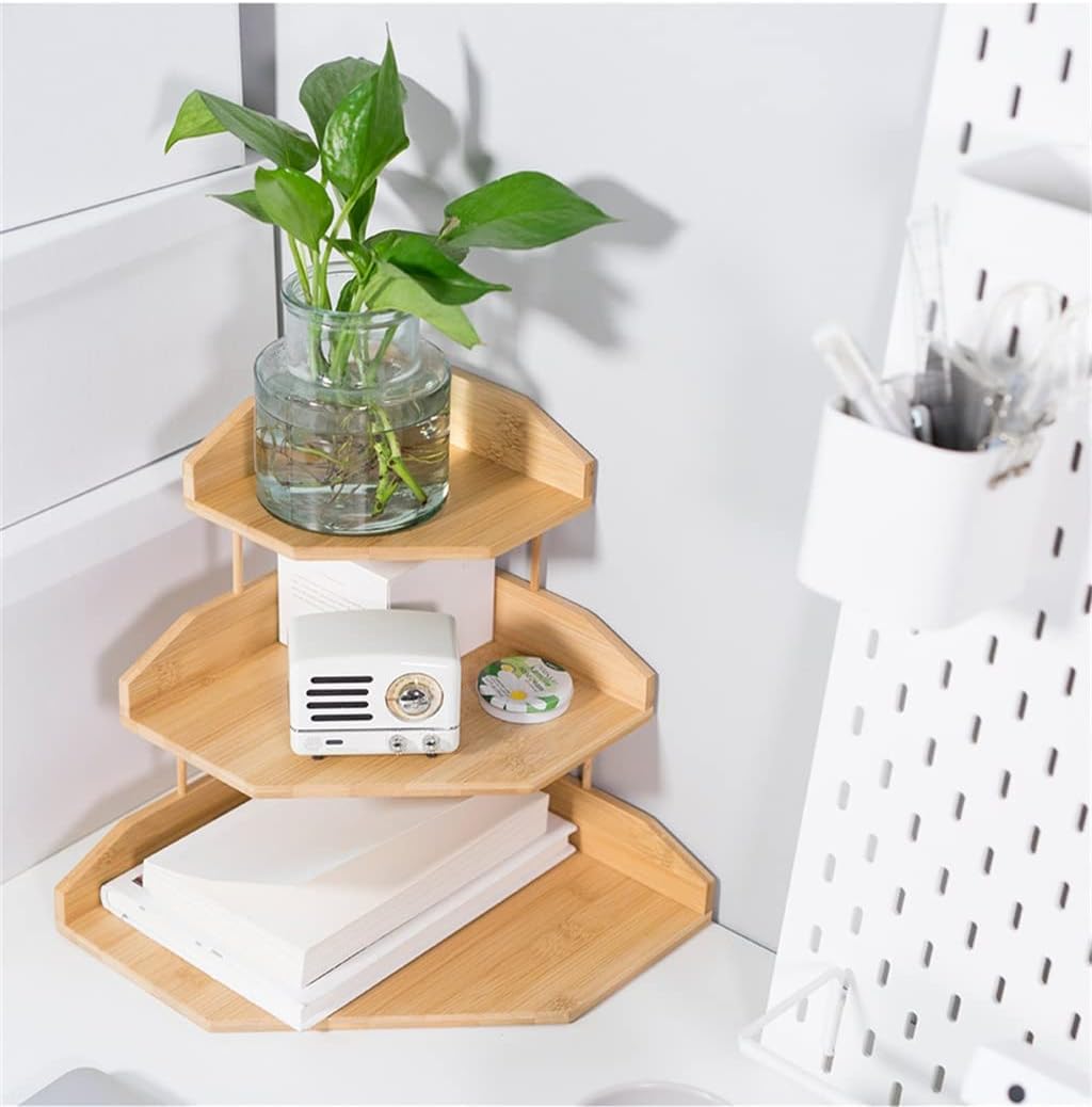 Multi-Layers Desk Organizer Eco Natural Sundries Storage Box Kitchen Holder Corner Rack