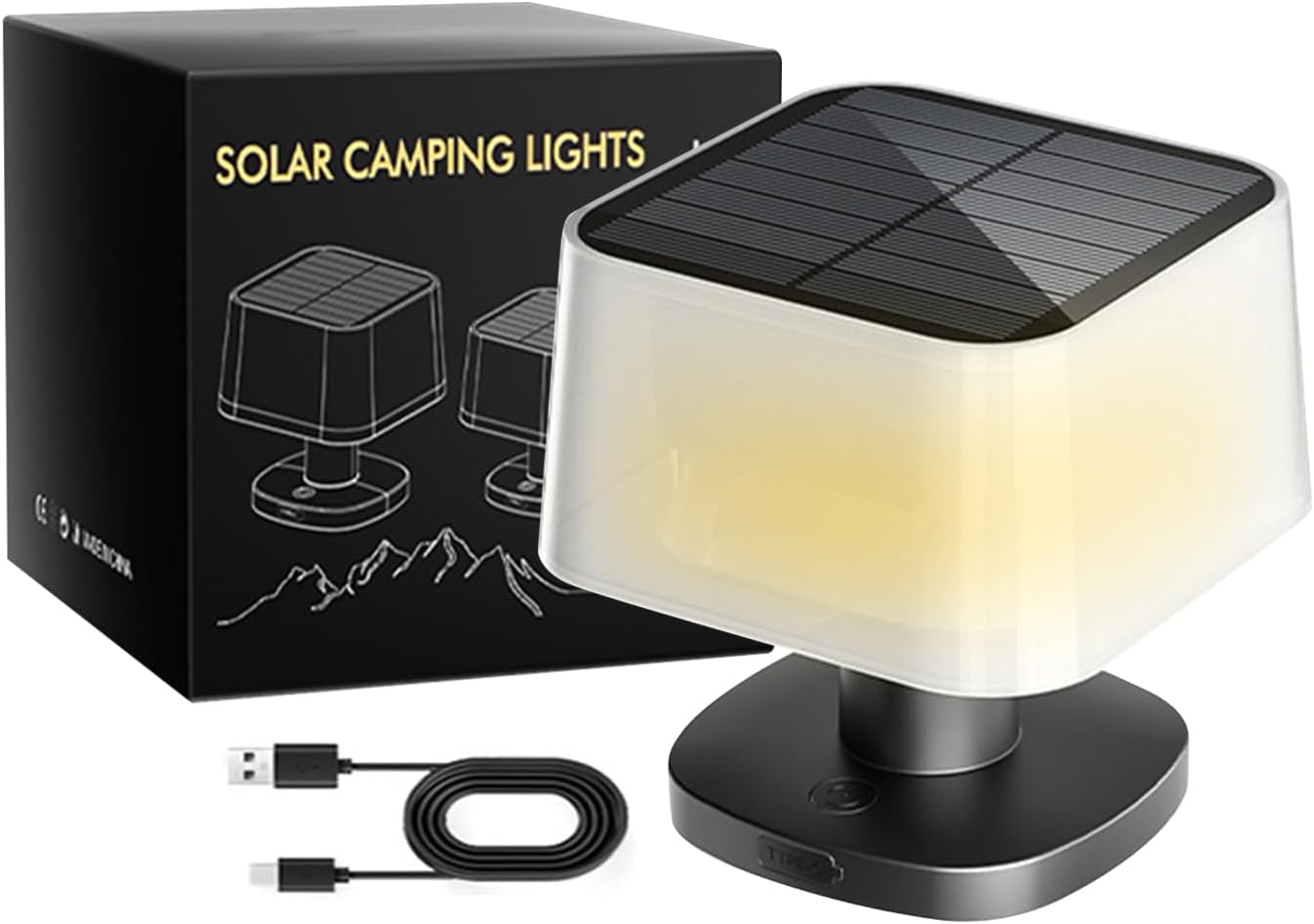 Solar Table Lamp, LED Desk Light for Illuminating, 3 Brightness Levels Rechargeable Cordless Lantern with Height Adjustable Link, Telescopic Lighting Source for Outdoor Dining, and Night Reading
