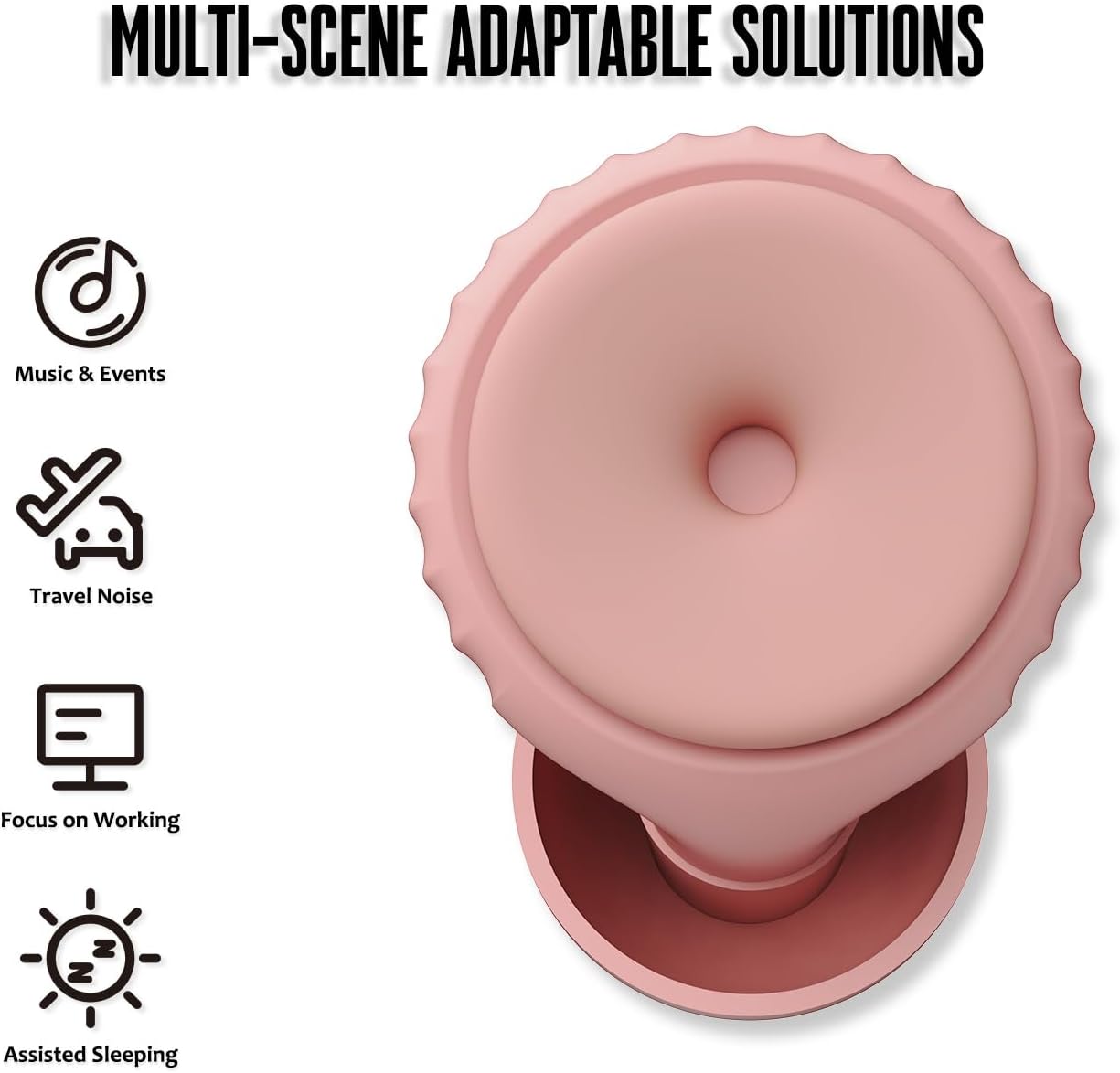 BNU Ear Plugs for Concerts, 2 Pairs 25-35dB Noise Cancelling Earplugs for Work, Motorcycle Reusable High Fidelity Noise Reduction Ear Plugs with 6 Pair Silicon and Memory Foam Tips in S/M/L, Pink