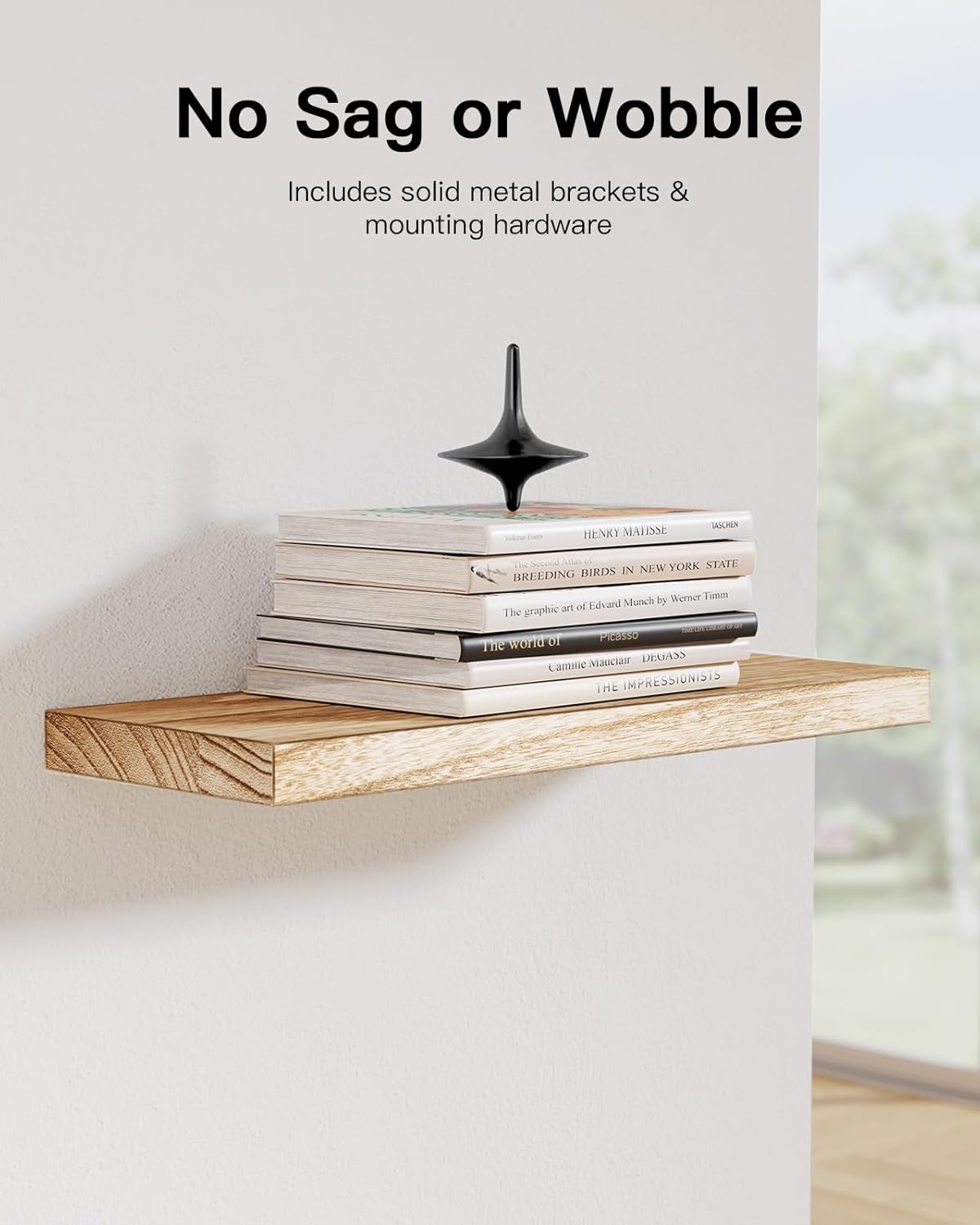AMADA HOMEFURNISHING Floating Shelves, Paulownia Wood Wall Shelves for Living Room/Bedroom/Kitchen/Home Office, Wood Floating Shelf for Home Storage & Organization Set of 4 15.75" L x 5.91" W x 0.98"H