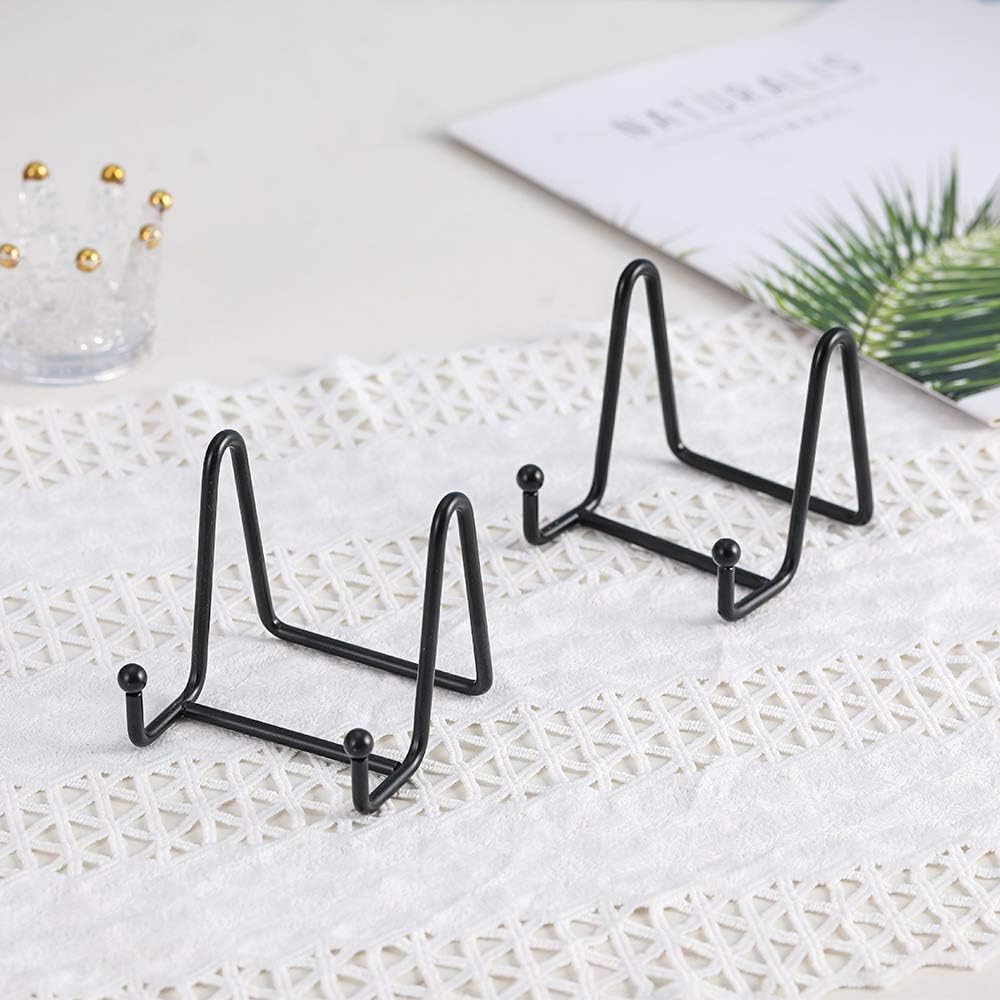 Artliving Plate Stands for Display - Iron Easel Stand Plate Holder Display Stand Picture Frame Stand for Pictures | Photo|Decorative Plate |Dish | Tabletop Art - 3 inch-Black