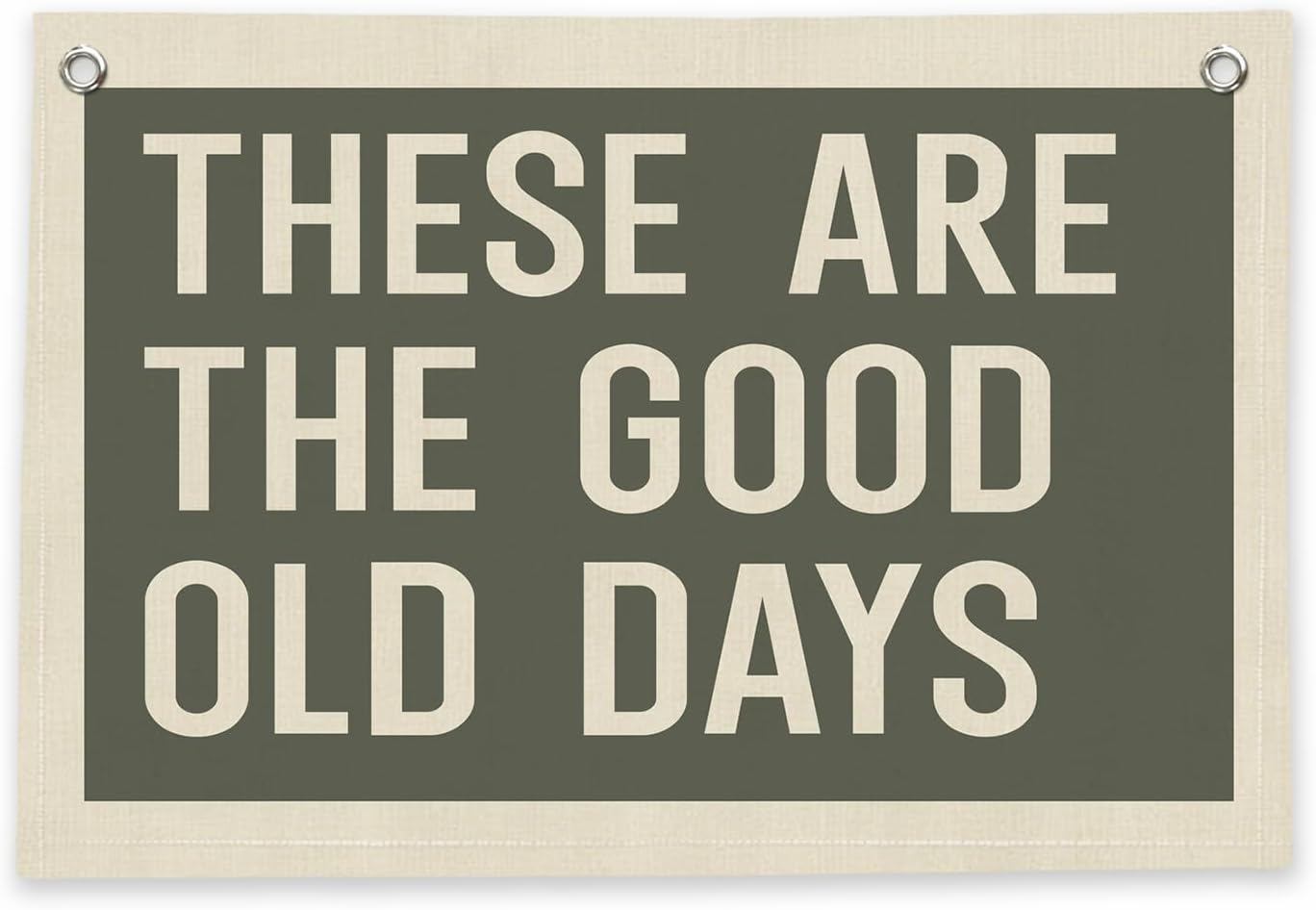 RTXLEZM These Are The Good Old Days Vintage Green Linen Wall Banners Print, Inspirational Quote Wall Art for Nursery Decor, Playroom Decor, Bedroom Dorm, Office, Retro Room Decor, Holiday Gift, 36x24