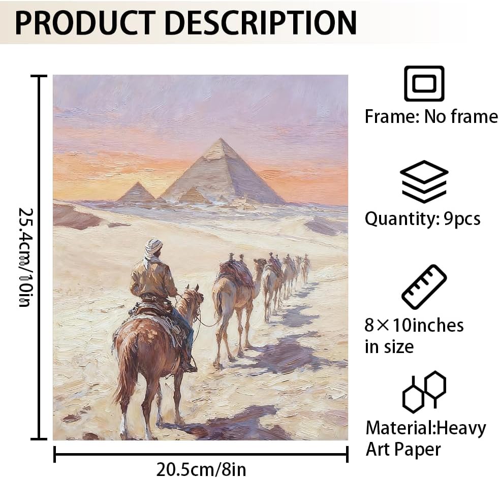 CRAFTYMELODY Western Cowboy Wall Art Prints Set of 9 Vintage Western Landscape Poster Wall Decor Wild West Home Artworks for Living Room Bedroom Man Cave Office Decoration 8x10 Inch Unframed