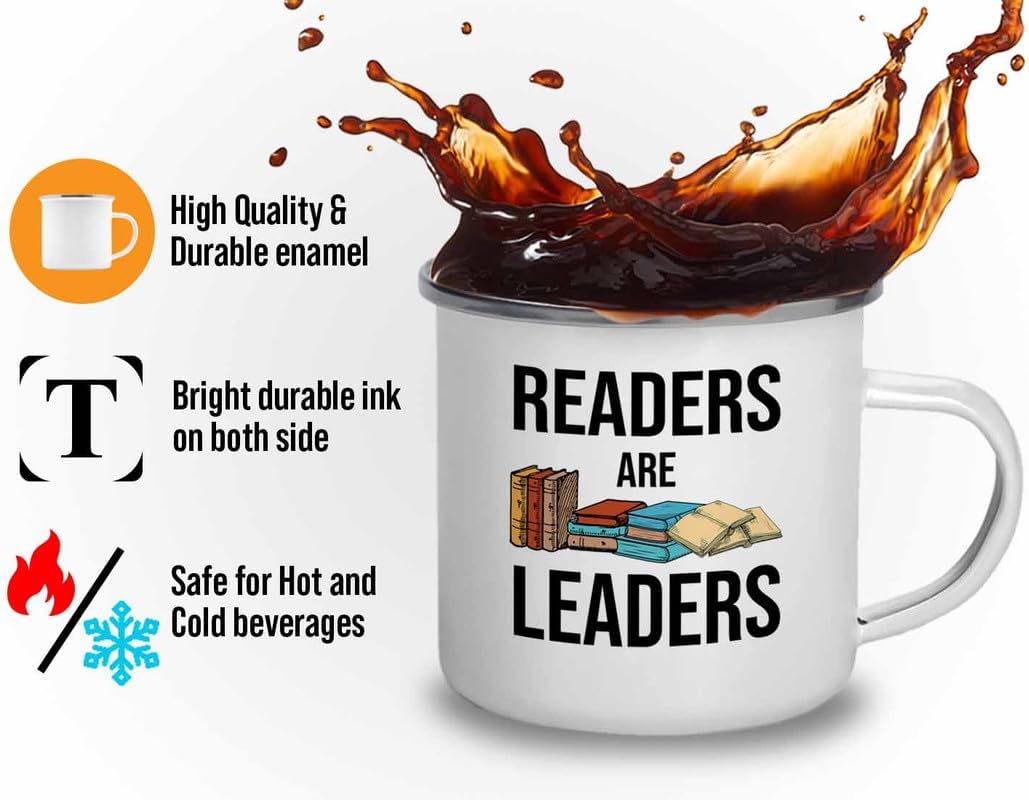 Reading Bookworm Camper Mug 12oz - Readers Are Leader - Reading Reader Book Worm I Know Things Book Addict Book Lover Bookish Novelist Librarian Writer