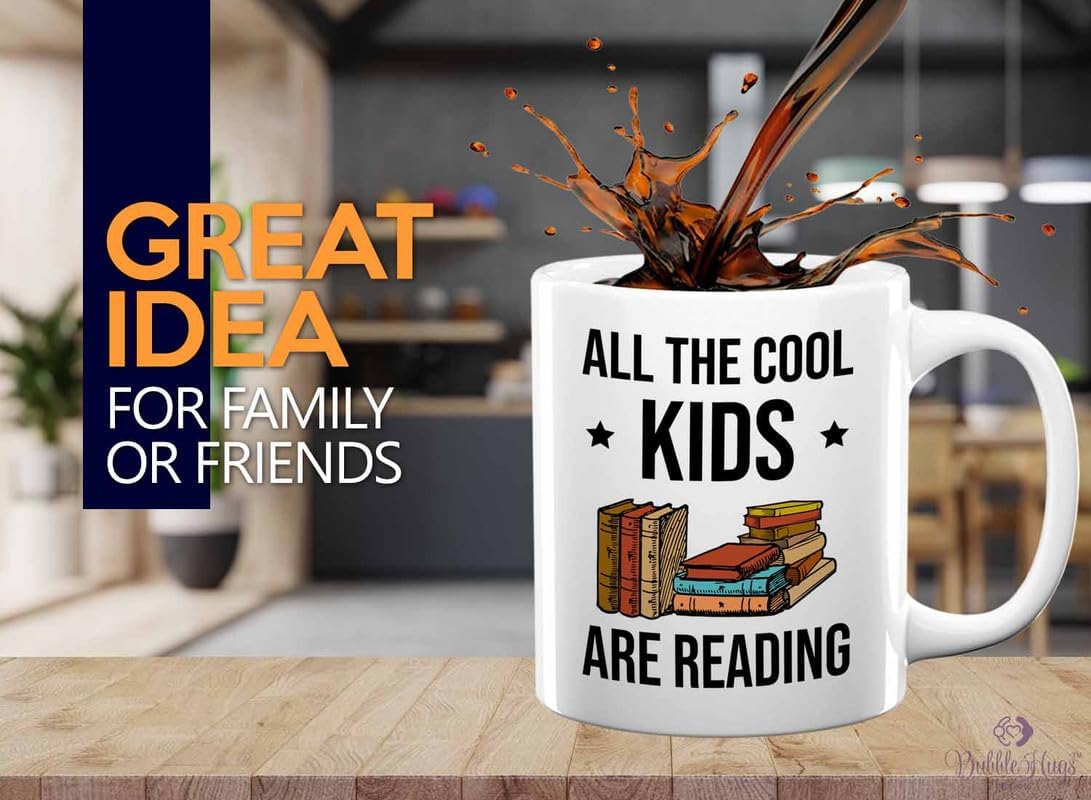 Reading Bookworm Coffee Mug 11oz White - All The Cool Kids Are Reading - Reading Reader Book Worm I Know Things Book Addict Book Lover Bookish Novelist Librarian Writer