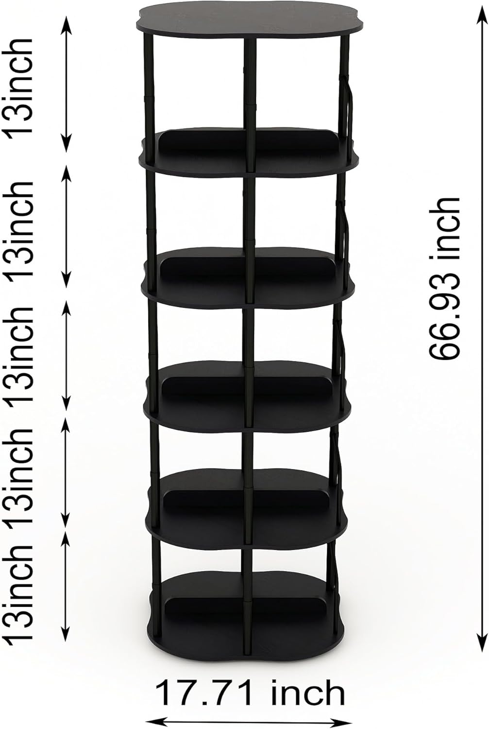 5 Tier Rotating Bookshelf, 360° Spinning Bookcase with Metal Frame & Wood Shelves for Corner - Industrial Freestanding Storage Rack for Living Room, Bedroom, Office&Small Room