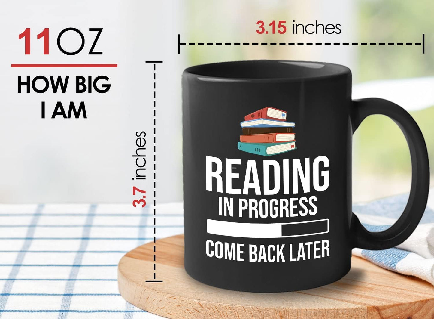 Book Lover Coffee Mug 11oz Black - Reading in - Literary librarian Literature Bookworm Historian Public Library Curator Bibliophile Bibliolater