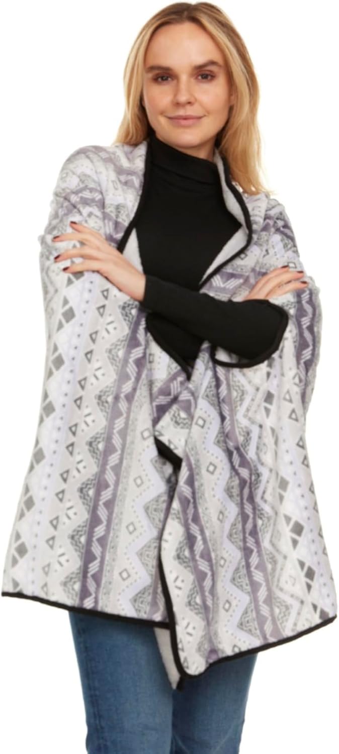 GO UNDER Ladies Reversible Wearable Blanket Wrap with Arm Holes Soft Cozy