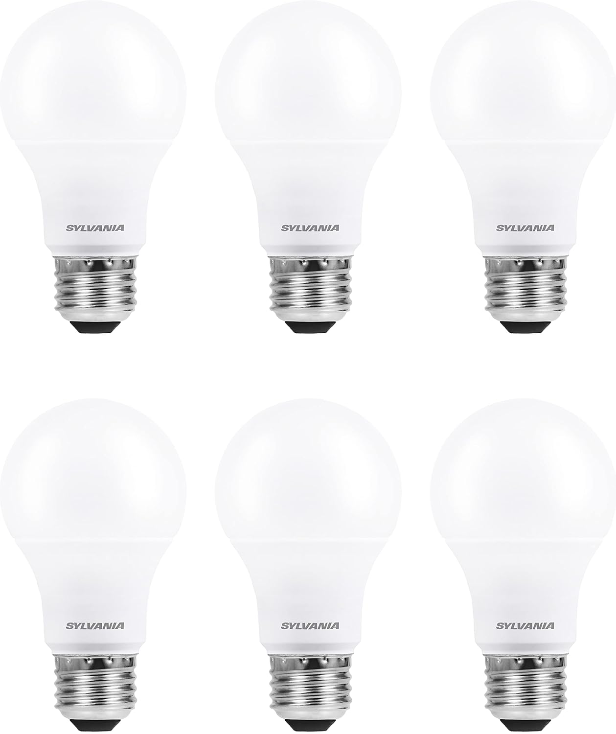 Sylvania ECO LED A19 Light Bulb, 100W Equivalent, Efficient 14.5W, 7 Year, 1450 Lumens, Non-Dimmable, Frosted, 2700K, Soft White - 6 Pack (40885)
