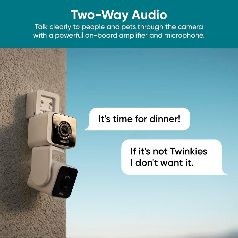 WYZE Duo Cam Pan Indoor/Outdoor IP65 2K 360° Pan/Tilt Smart Home Security Camera with Color Night Vision, Compatible with Alexa & Google Assistant, White