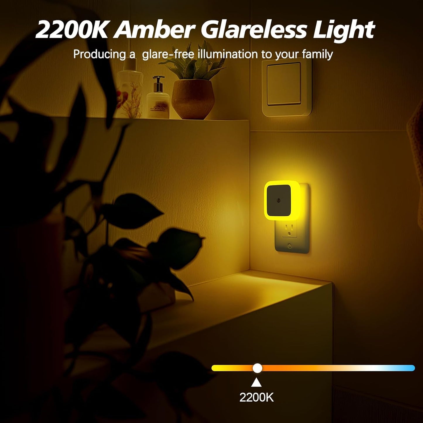 Sujeet Night Light, Night Lights Plug into Wall,Nightlight Plug in Night Light, Dusk to Dawn Night Lamp Led Night Lights for Adults Bedroom, Bathroom, Hallway (Amber)