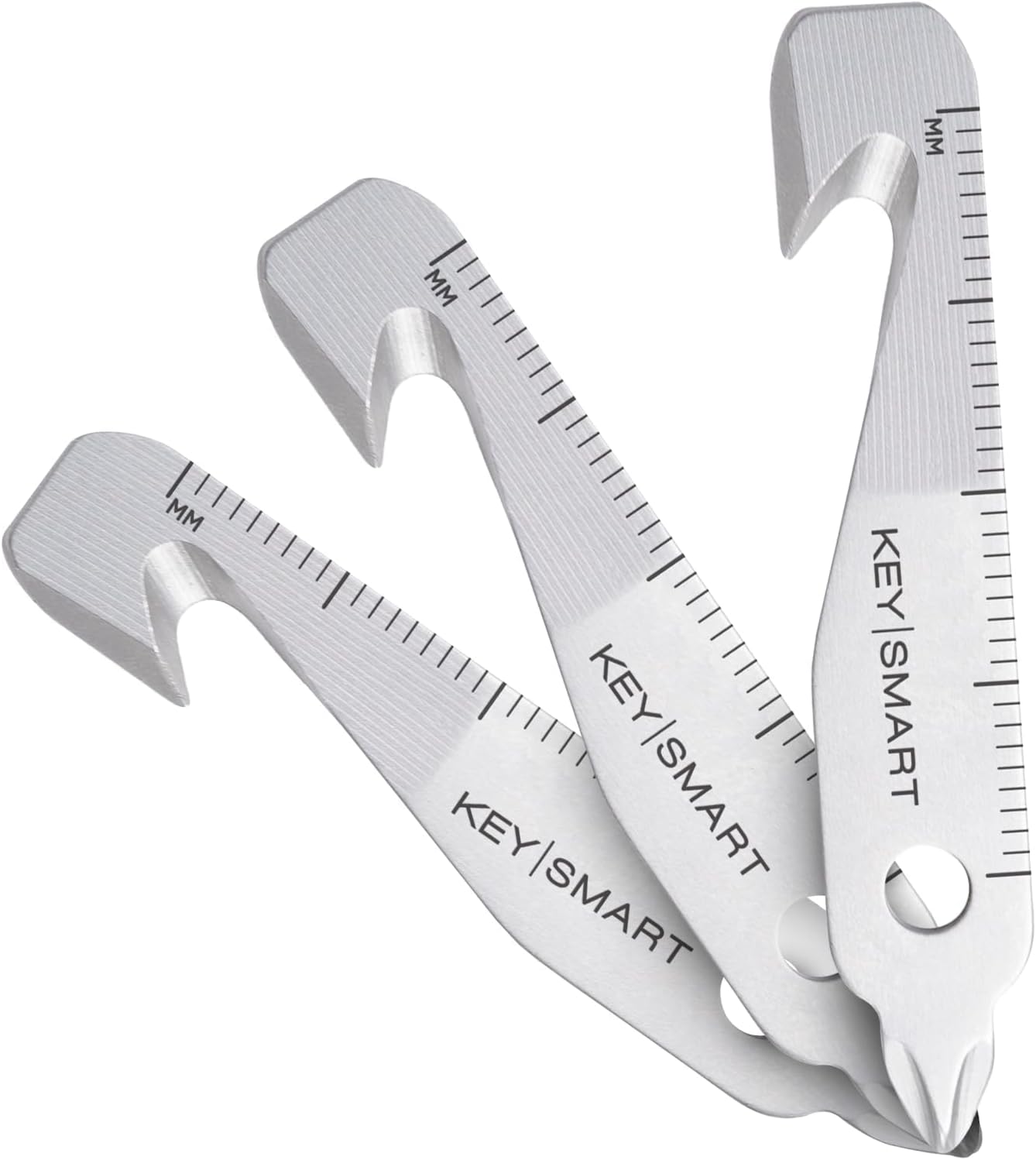 KeySmart Key Chain MultiTool - 5-in-1 Multi Purpose Keychain Tool with Box Opener, Ruler, Pry Bar, Phillips & Flat Head Screwdriver - EDC Gadgets, Gear & Mini Multi-Tool for Men -3-Pack