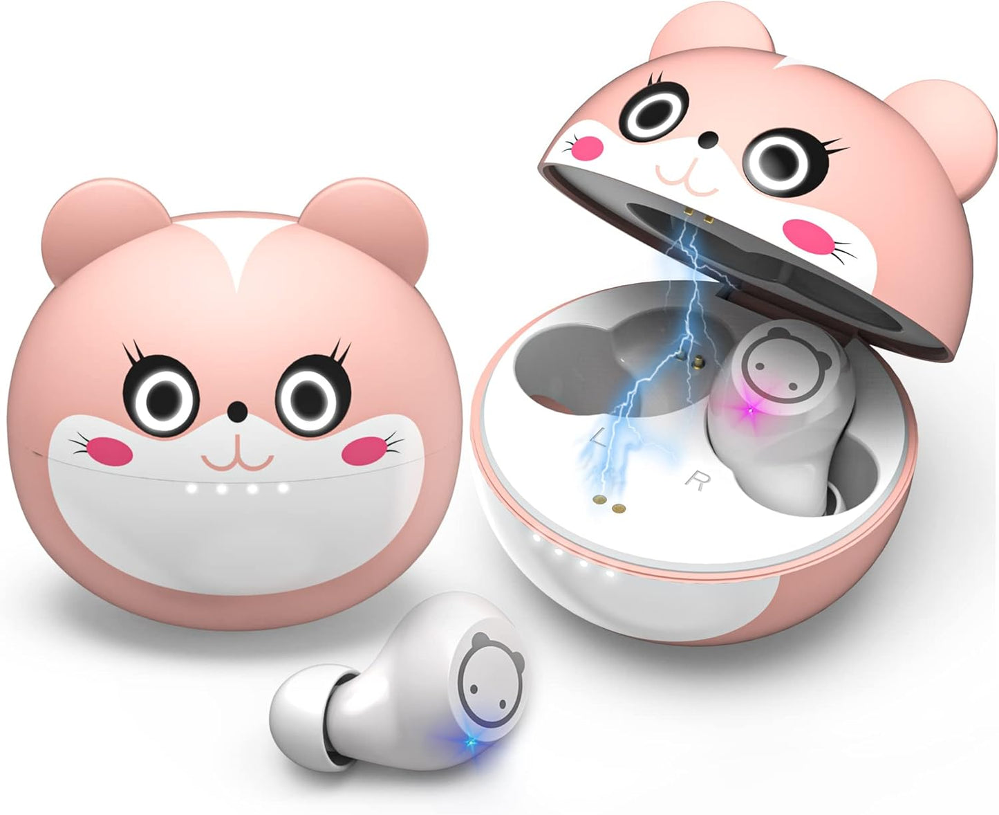 Kids Earbuds Bluetooth Lightweight Foldable Wireless Headphones for Kids, Bulit in Mic, Touch Control, 85dB Safe Volume Limitted, Waterproof Earphones for Boys Girls Tablet Chromebook ipad, Cat