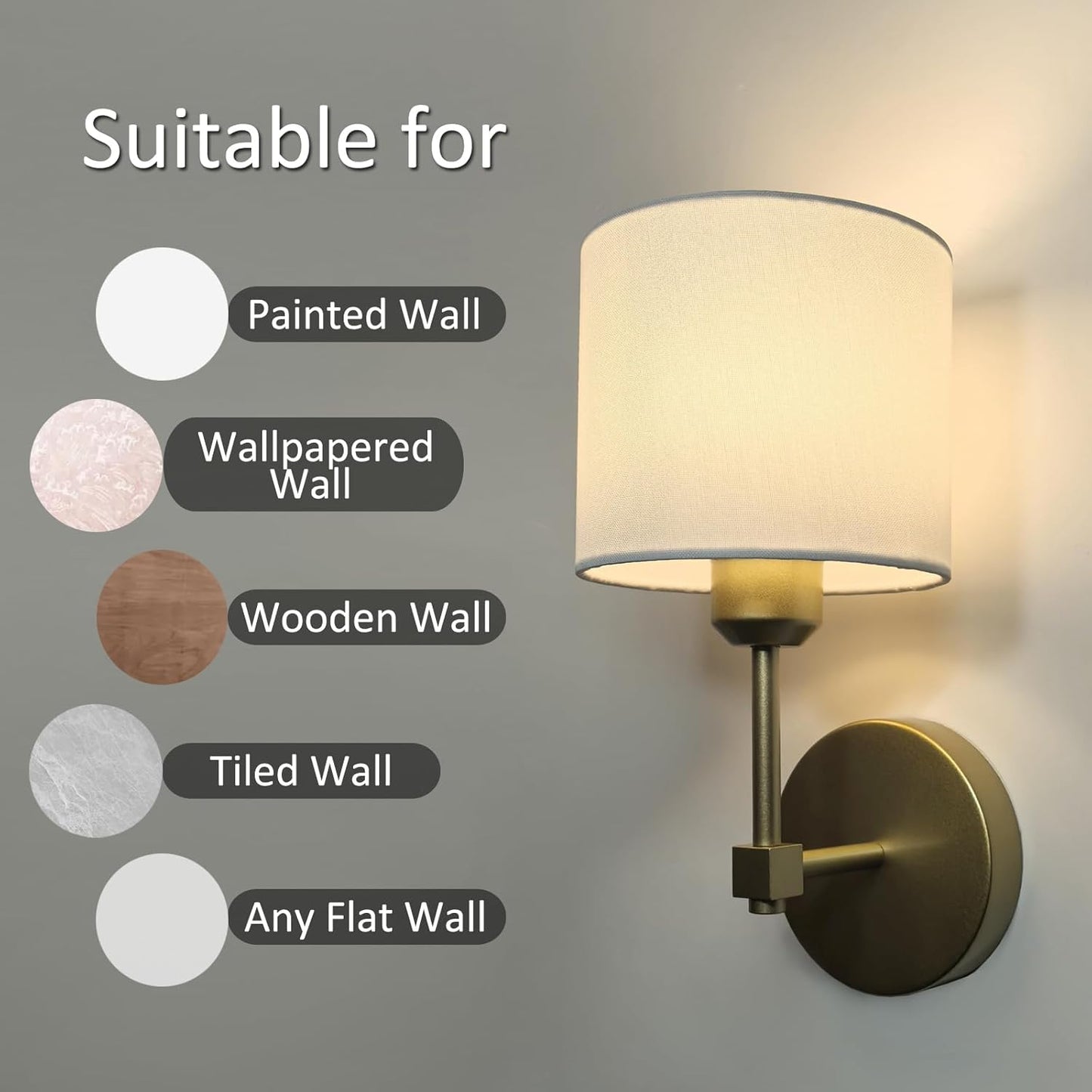 Easy Install Adhesive Battery Wall Sconces Rechargeable Gold Set of 2, No Nails Cordless Magnetic Wall Lamps Peel and Stick Decor Wall Vanity Lights for Pictures Living Room Hallway (Gold, 2-Pack)