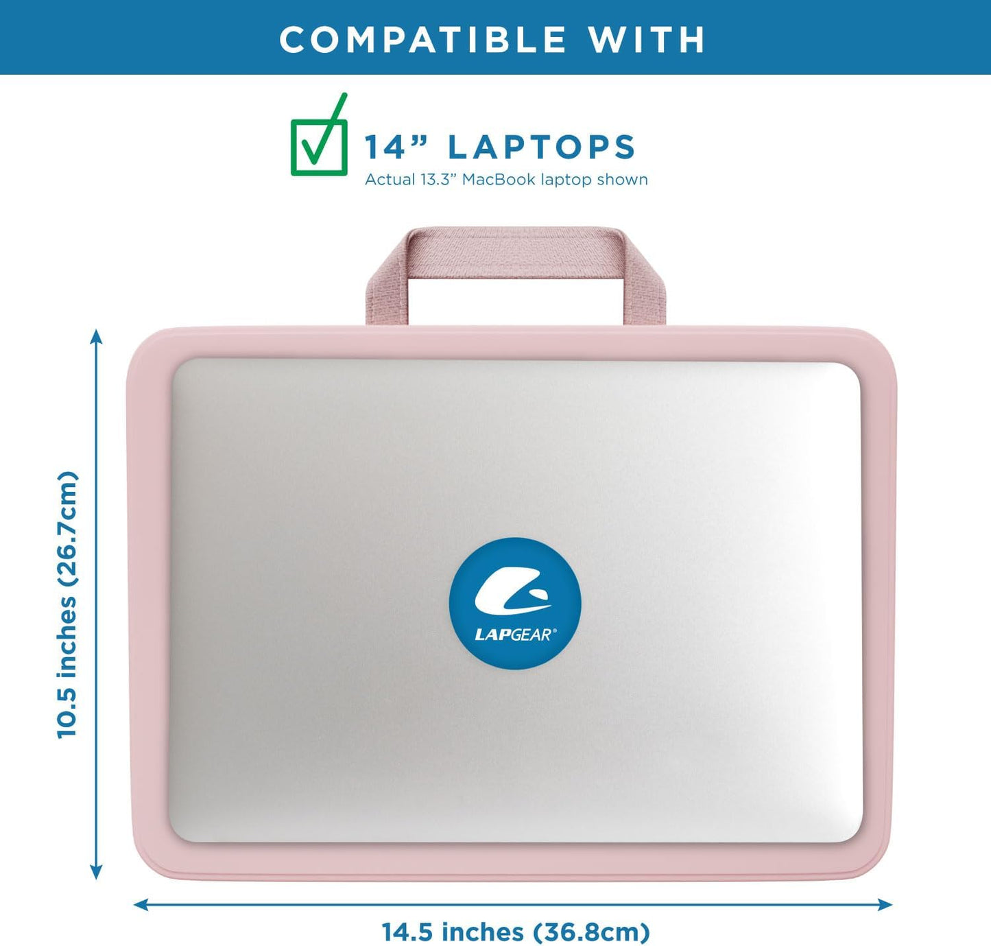 LAPGEAR Compact Lap Desk – Fits Up to 14″ Laptops – Rose Quartz – Style No. 43104