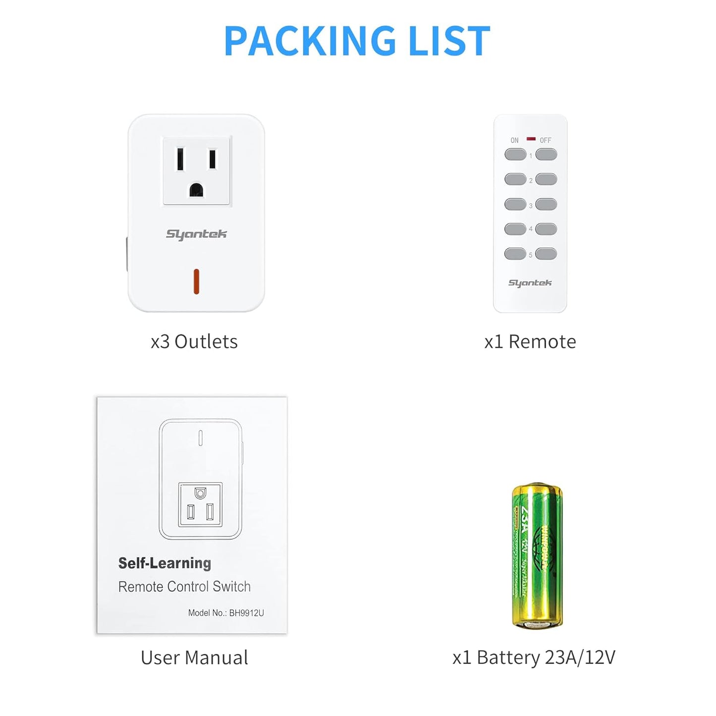 Remote Control Outlet Wireless Light Switch for Household Appliances, Expandable Remote Light Switch Kit, Up to 100 ft Range, FCC Certified, ETL Listed, White (3-1)