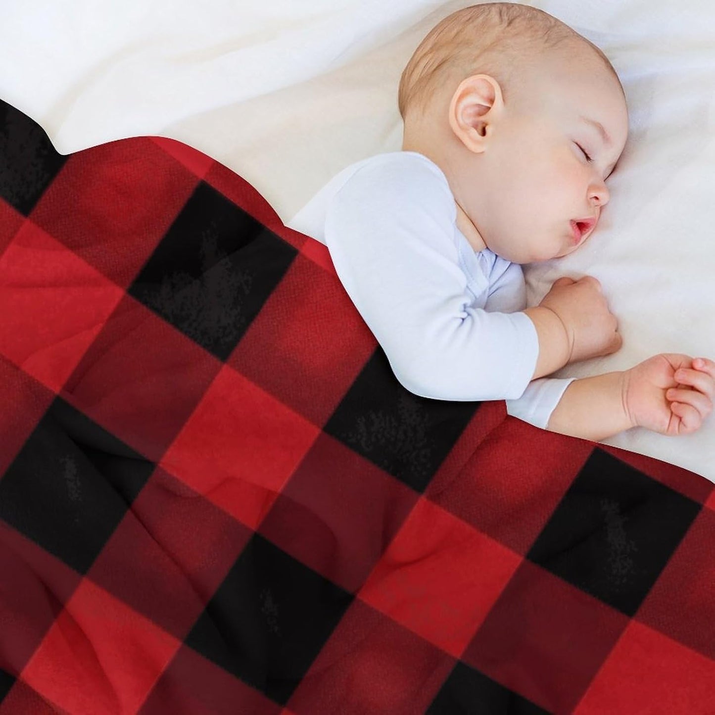 Red Black Buffalo Check Plaid Pattern Throw Blanket for Couch Super Soft Warm Lightweight Throw Blankets Cozy Flannel Bed Blanket Cute Decorative Blankets for All Seasons Home Decor Gift 30"*40"（76*10