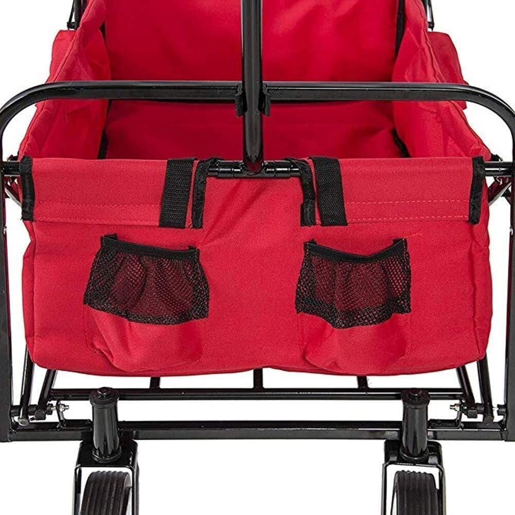 Foldable Garden Cart with Adjustable Telescopic Handles, 100kg Load Capacity, Removable Canopy, Portable Utility Wagon
