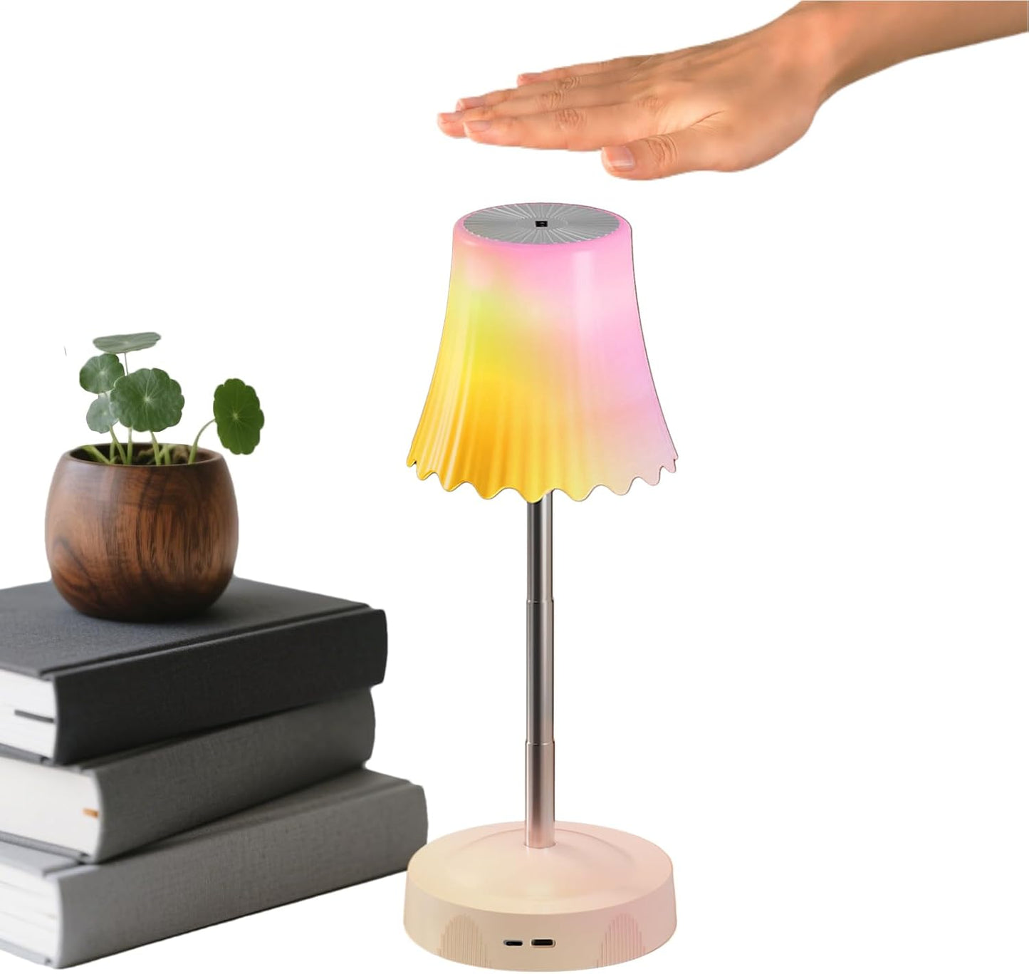 Cordless Desk Lamp - Rechargeable Adjustable Height Ambient Table Light, Battery-Powered Smart for Reading and Decoration, Table Lamp for Bedroom Living Room Kitchen Nightstand Restaurant