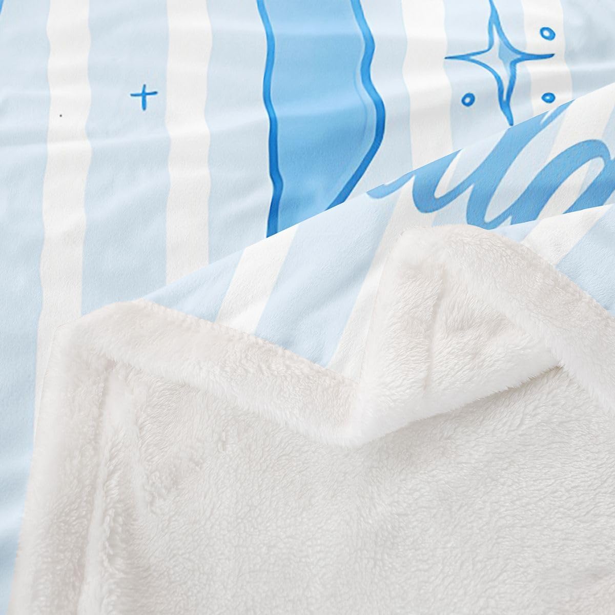 Feelyou Cute Bow Sherpa Throw Blanket for Couch Kawaii Bowknot Super Soft Cozy Fleece Princess Bowknot Blanket for Winter, Plush Throw Blue Bow Baby 30"x40" All Season