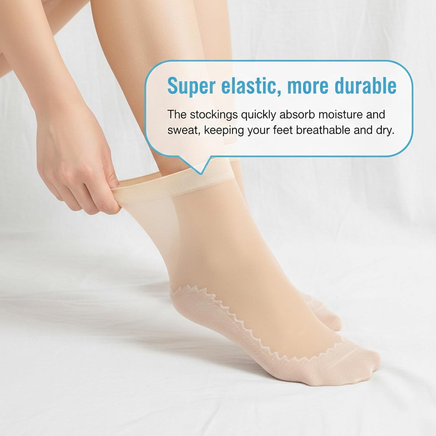 12 Pairs Nylon Socks for Women, Sheer Socks Sheer Ankle High Tights Hosiery Sock Antil-Slip Ankle High Nylons for Women(Skin,Skin)