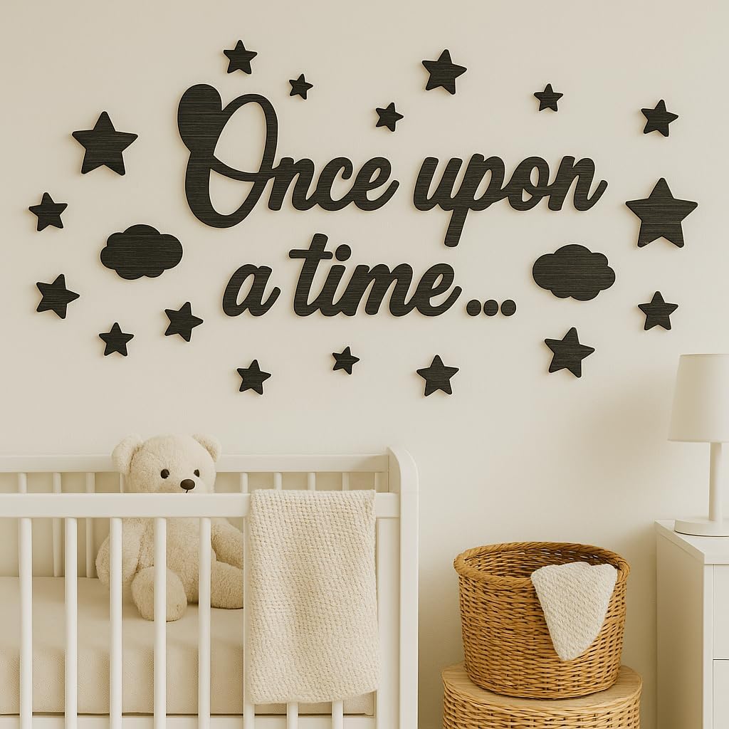 Once Upon A Time Sign For Nursery Decor - Once Upon A Time Wall Decor, Reading Corner Decorations For Kids, Wood Reading Sign For Kids Bookshelf Decor